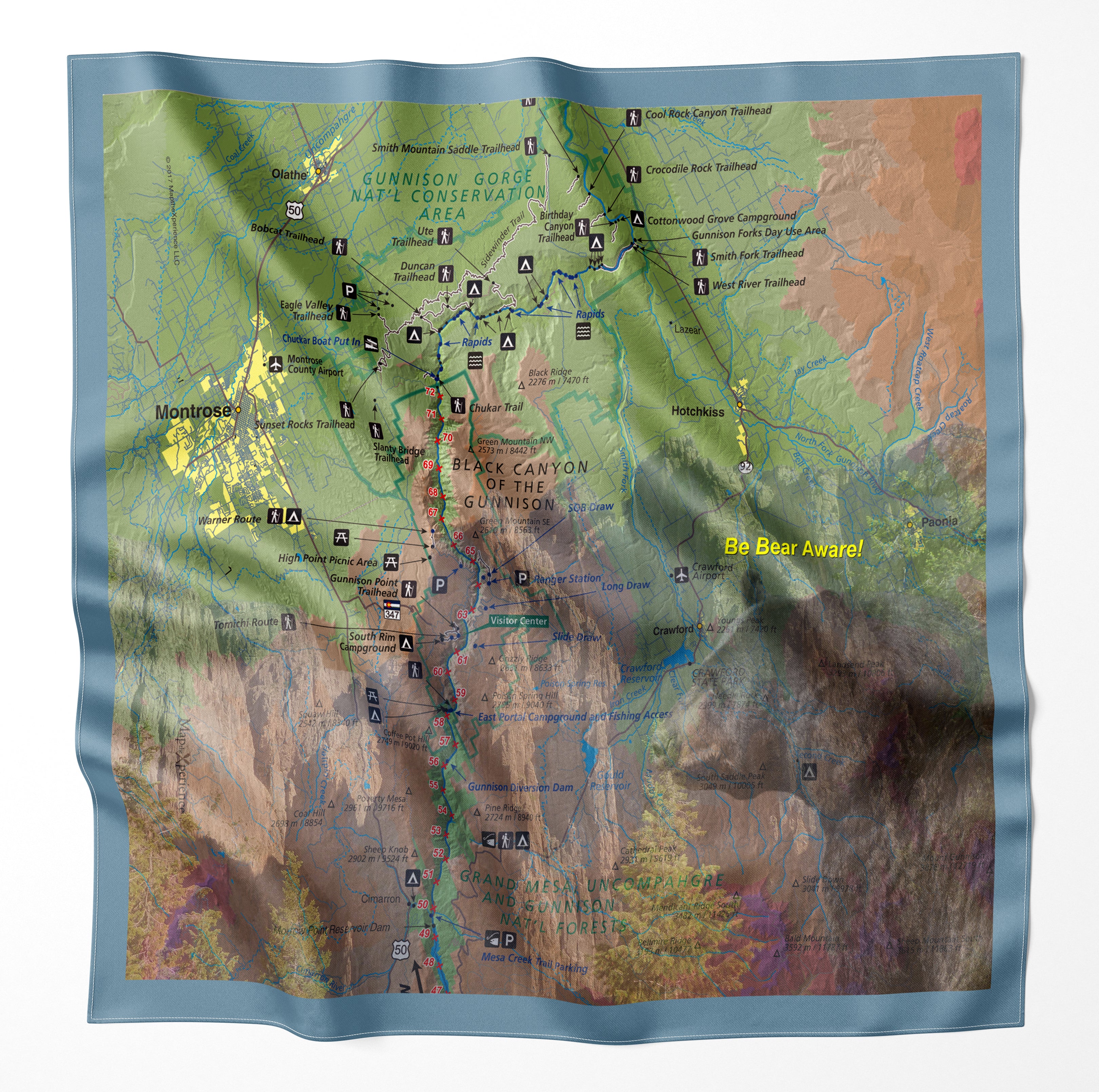 Black Canyon of the Gunnison National Park Microfiber Map Bandana