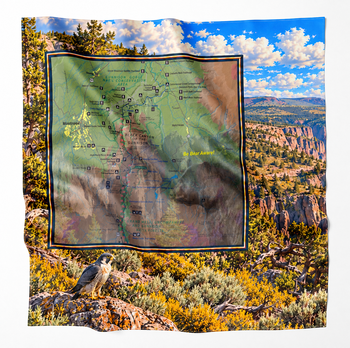 Black Canyon of the Gunnison National Park – Microfiber Map Cloth Bandana