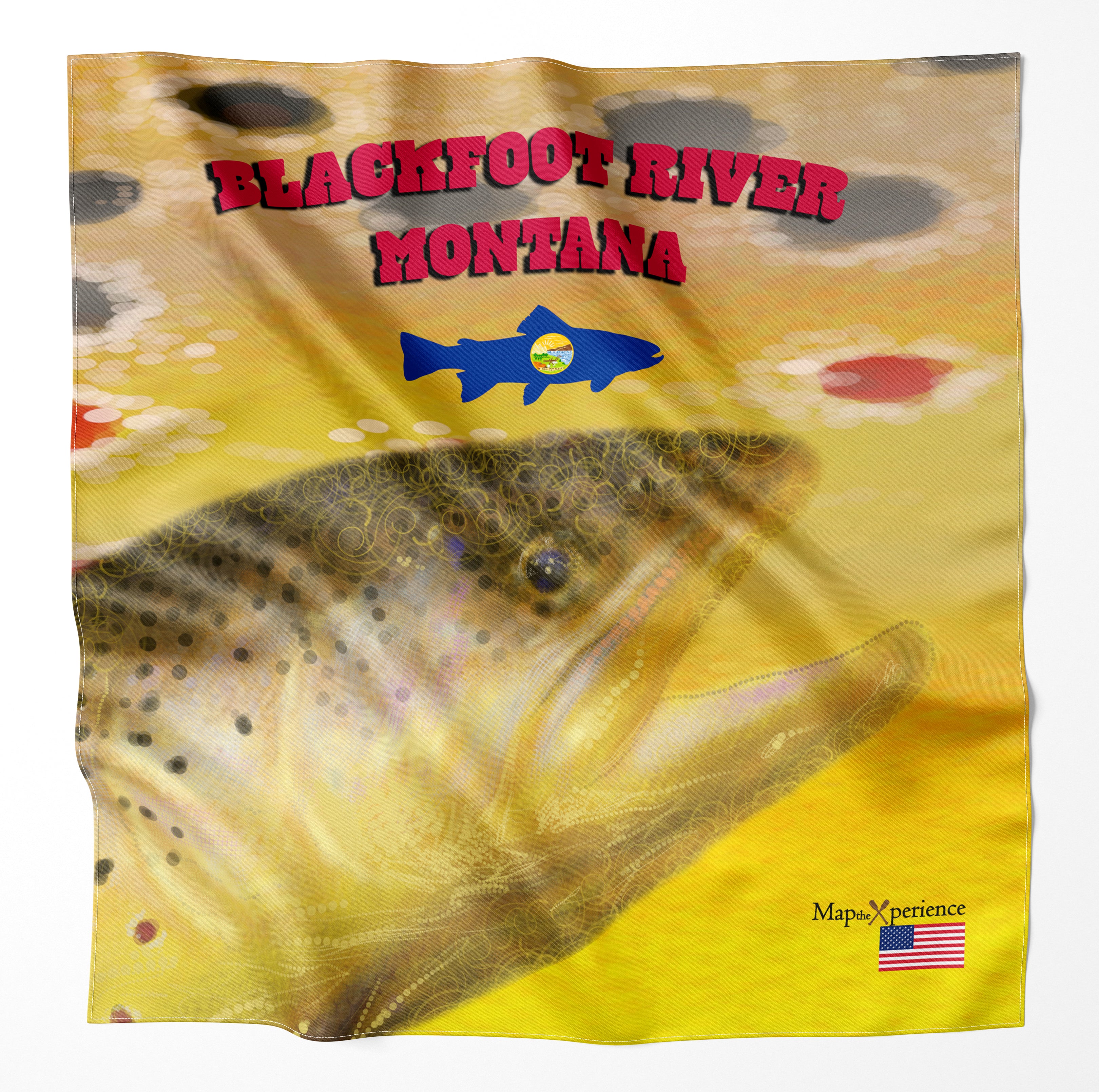 Blackfoot River Montana Microfiber Map Bandana