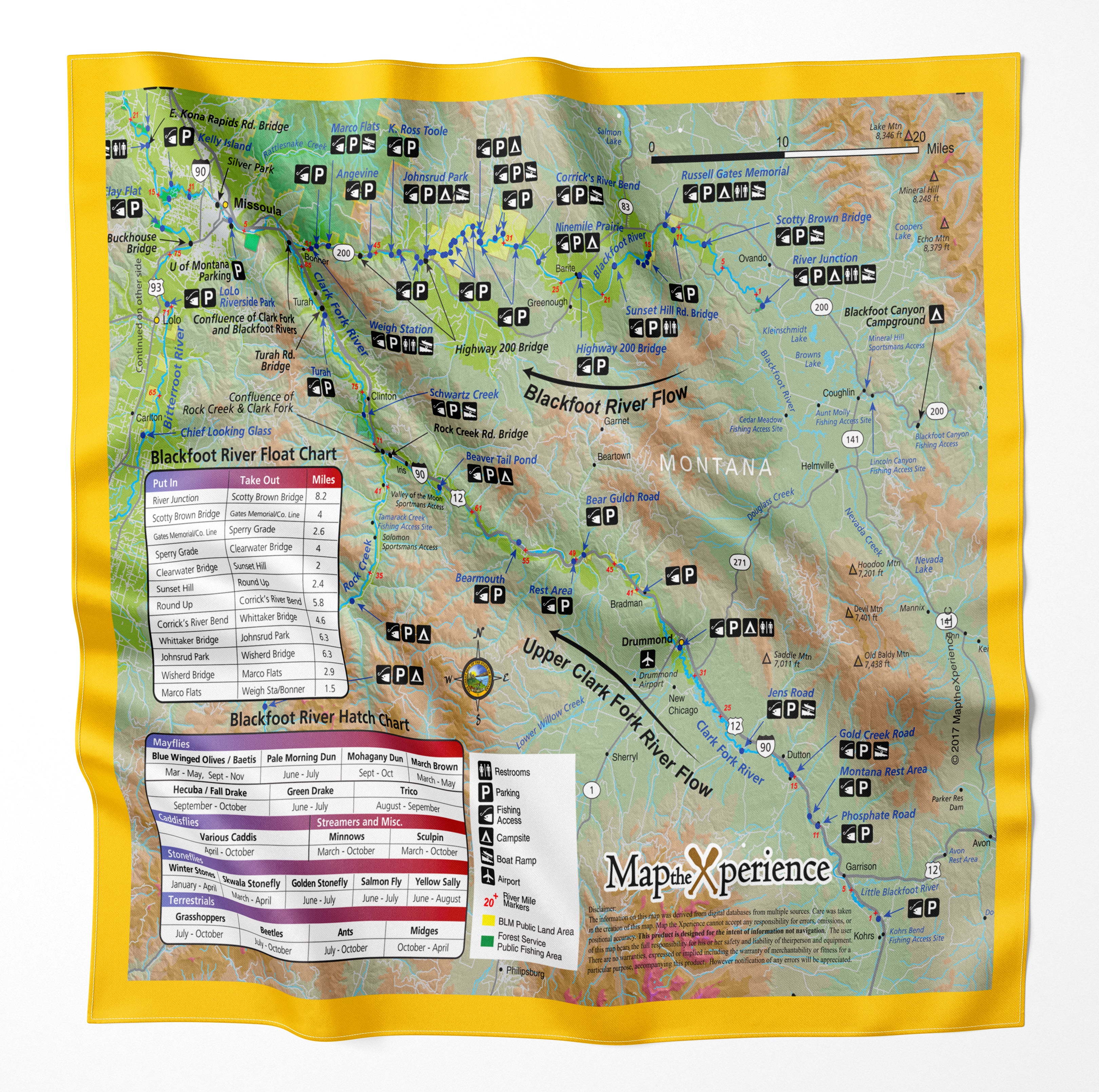 Blackfoot River Montana Microfiber Map Bandana