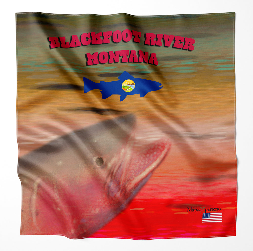 Blackfoot River Montana Microfiber Map Bandana