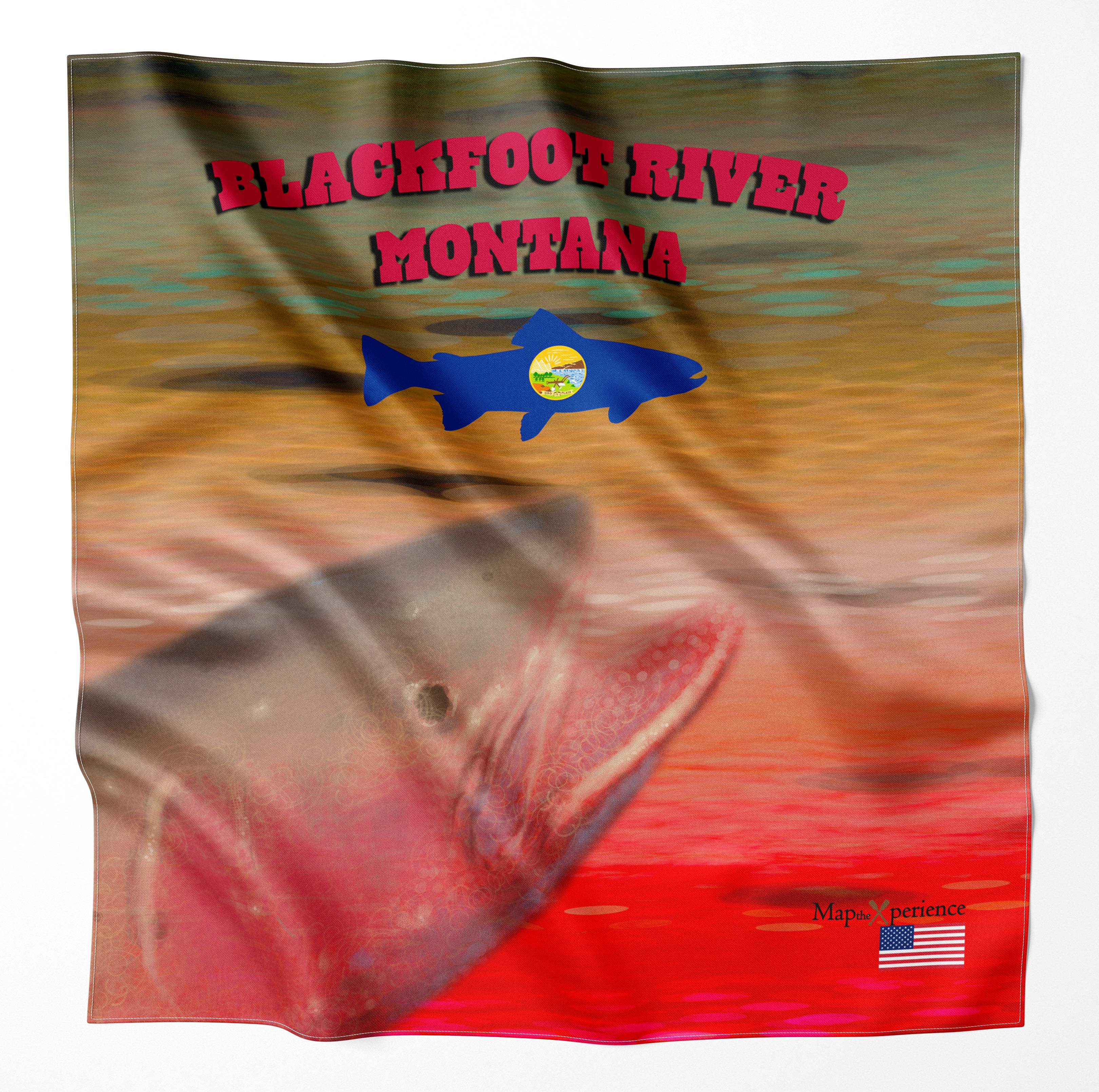 Blackfoot River Montana Microfiber Map Bandana