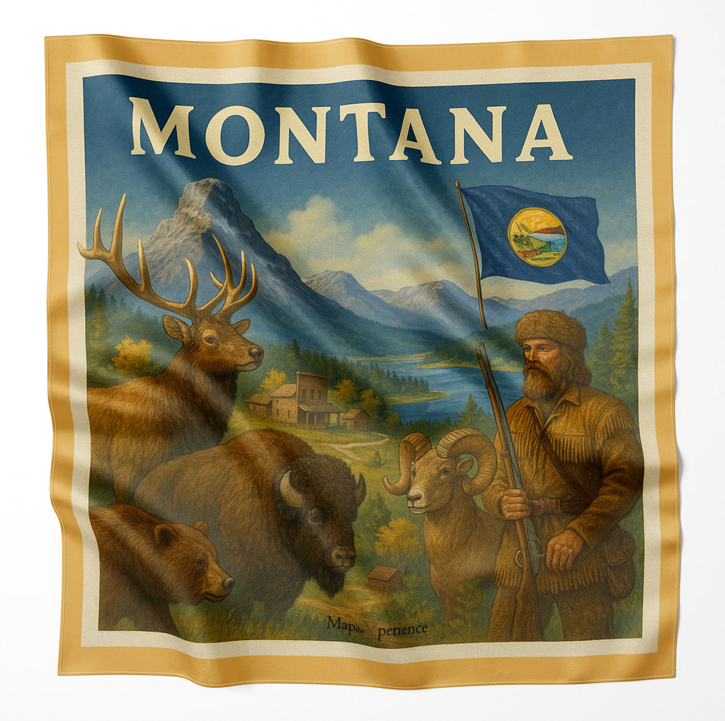Blackfoot River Montana Microfiber Map Bandana