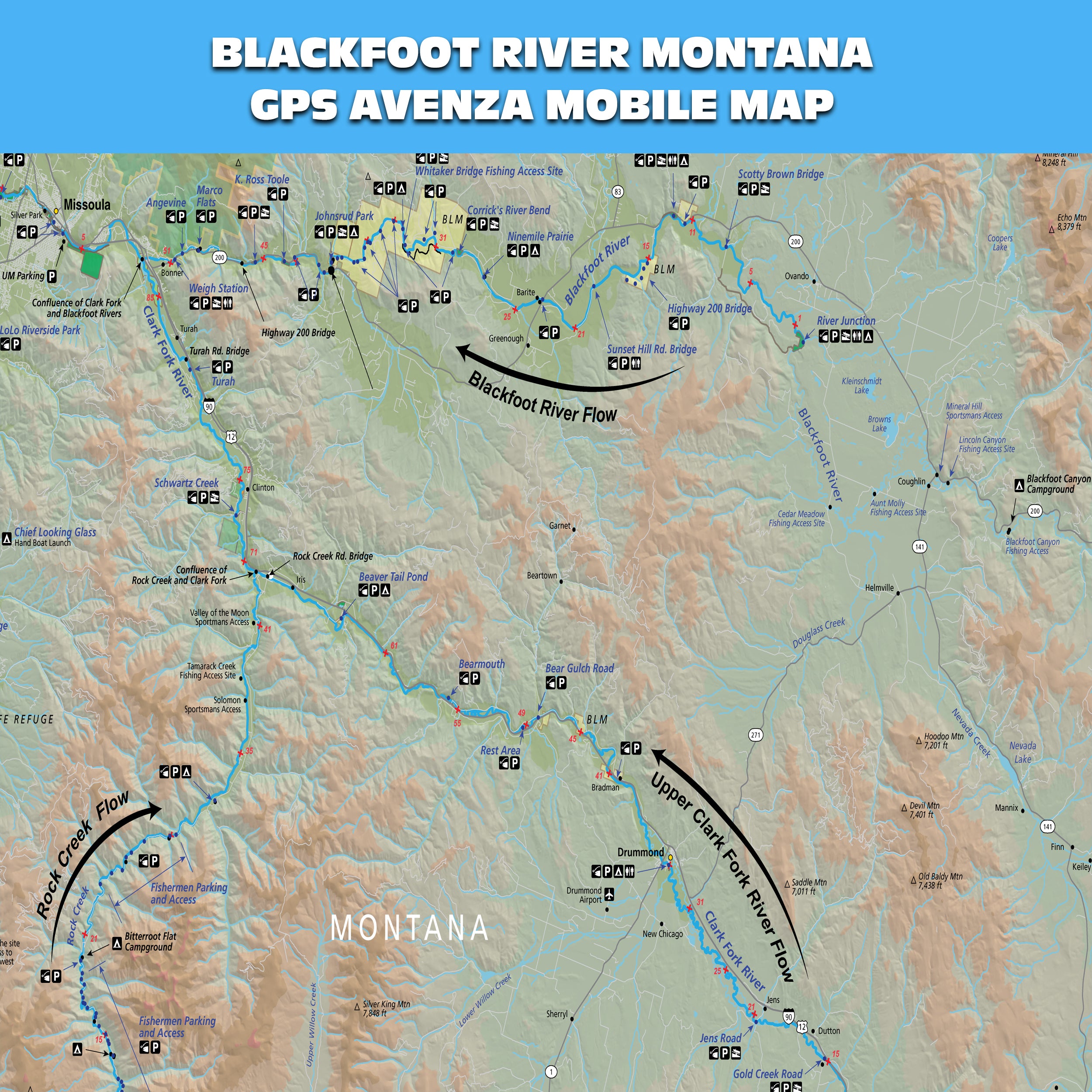 Blackfoot River Montana Mobile GPS Fishing Map