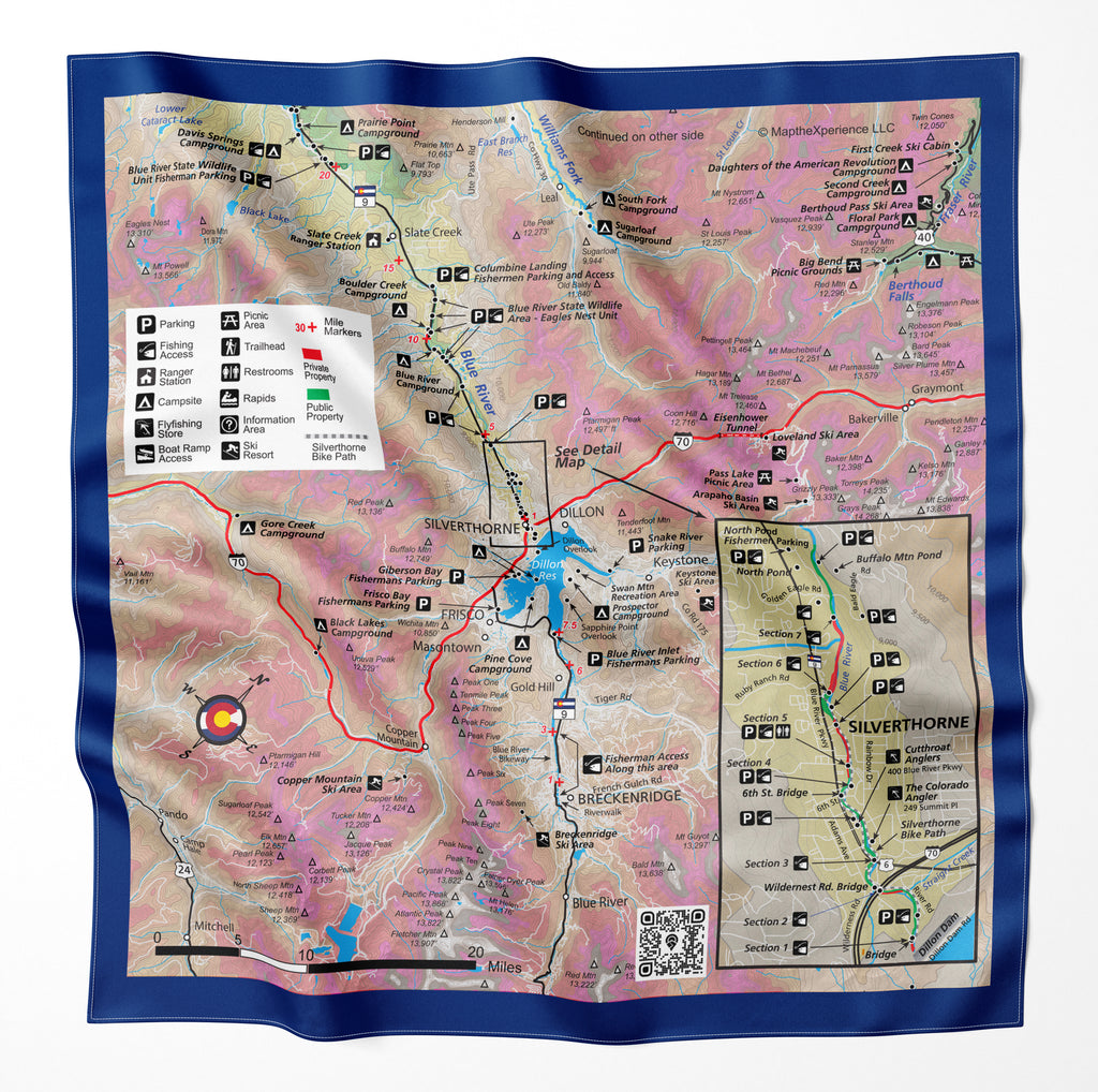Blue River Colorado Microfiber Map Bandana