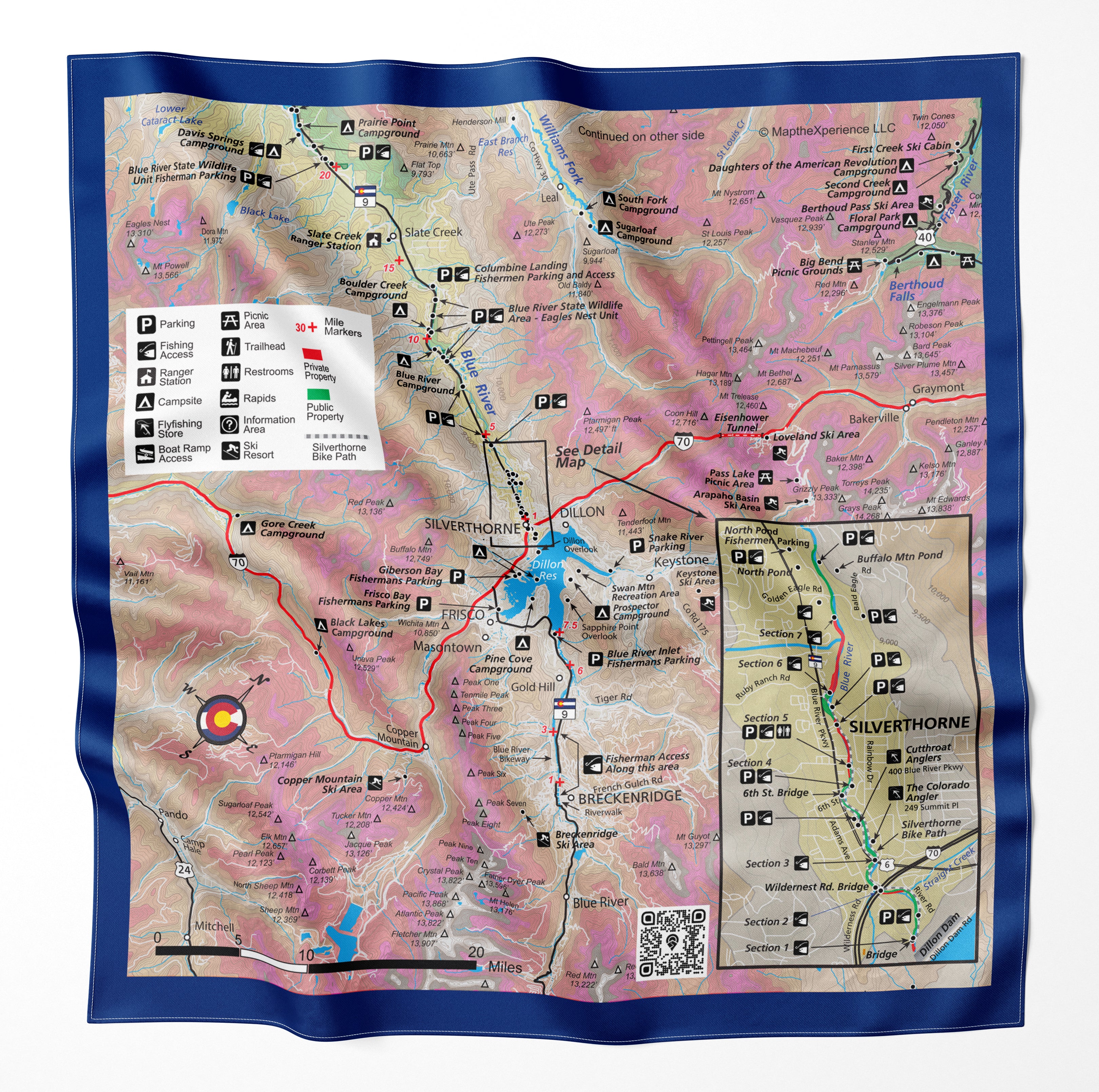 Blue River Colorado Microfiber Map Bandana