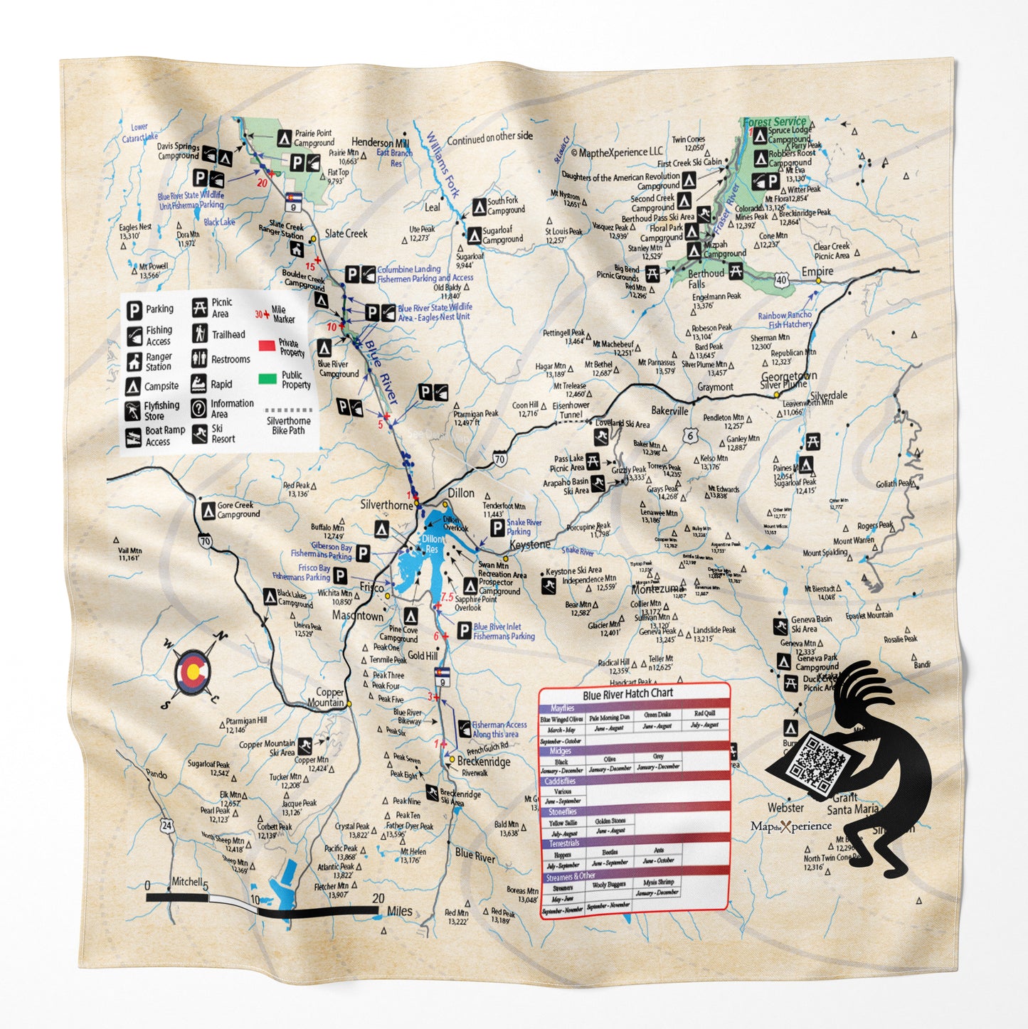 Williams Fork River, Colorado Microfiber Map Bandana