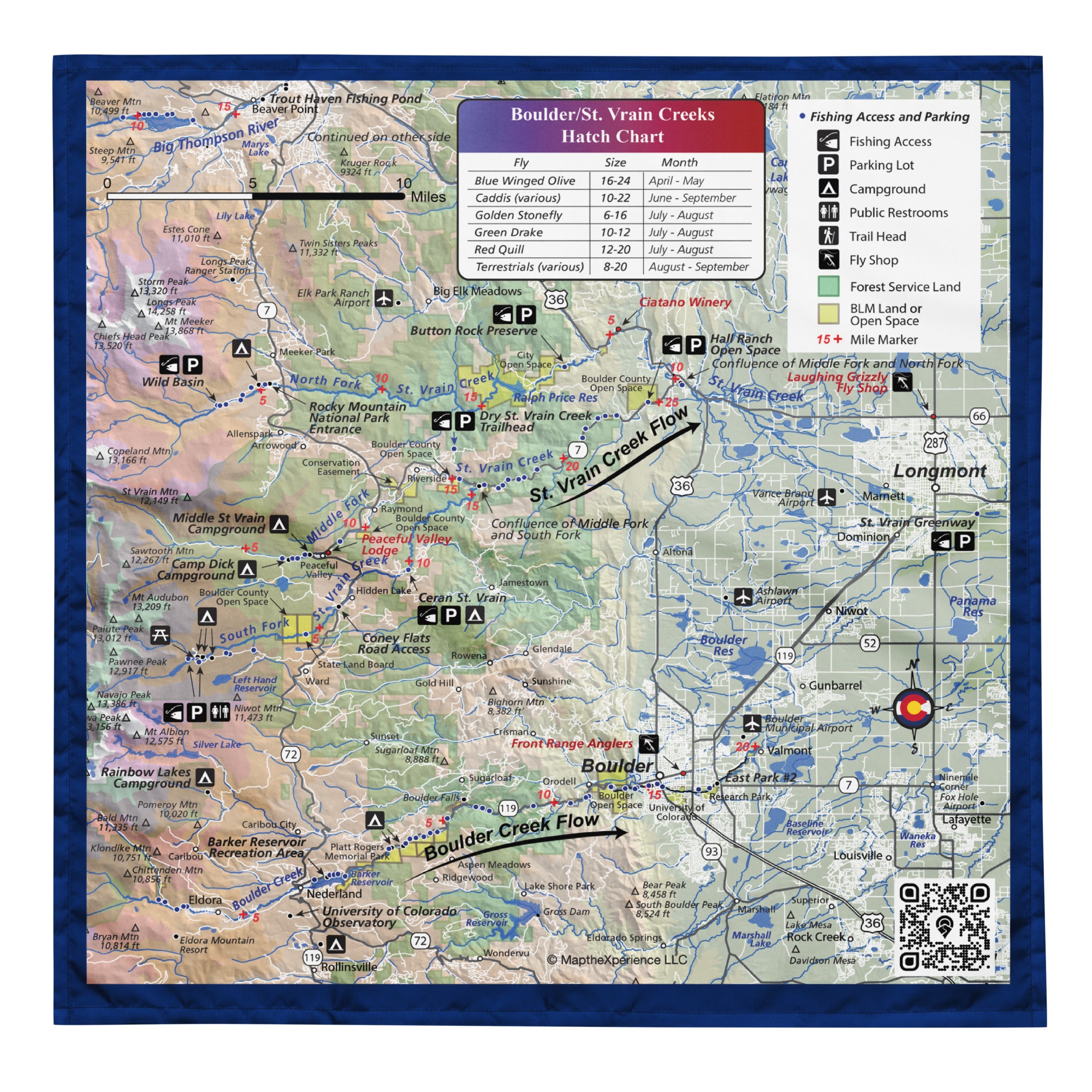Boulder Creek Colorado Map Bandana