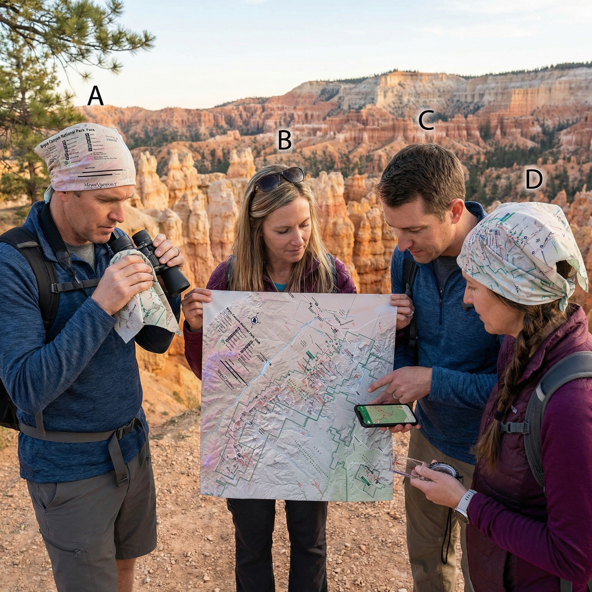 Bryce Canyon National Park Handy Map Microfiber Cloth Bandana