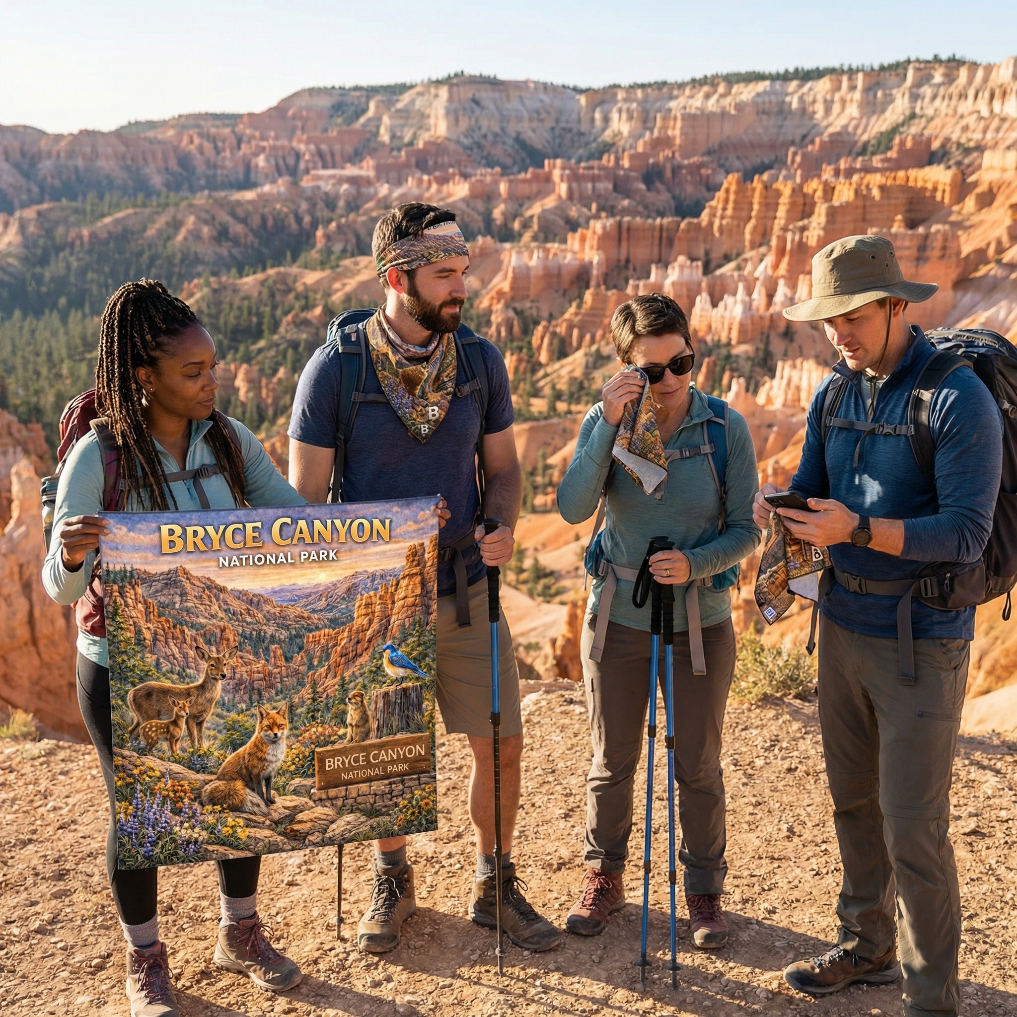 Bryce Canyon National Park Handy Map Microfiber Cloth Bandana