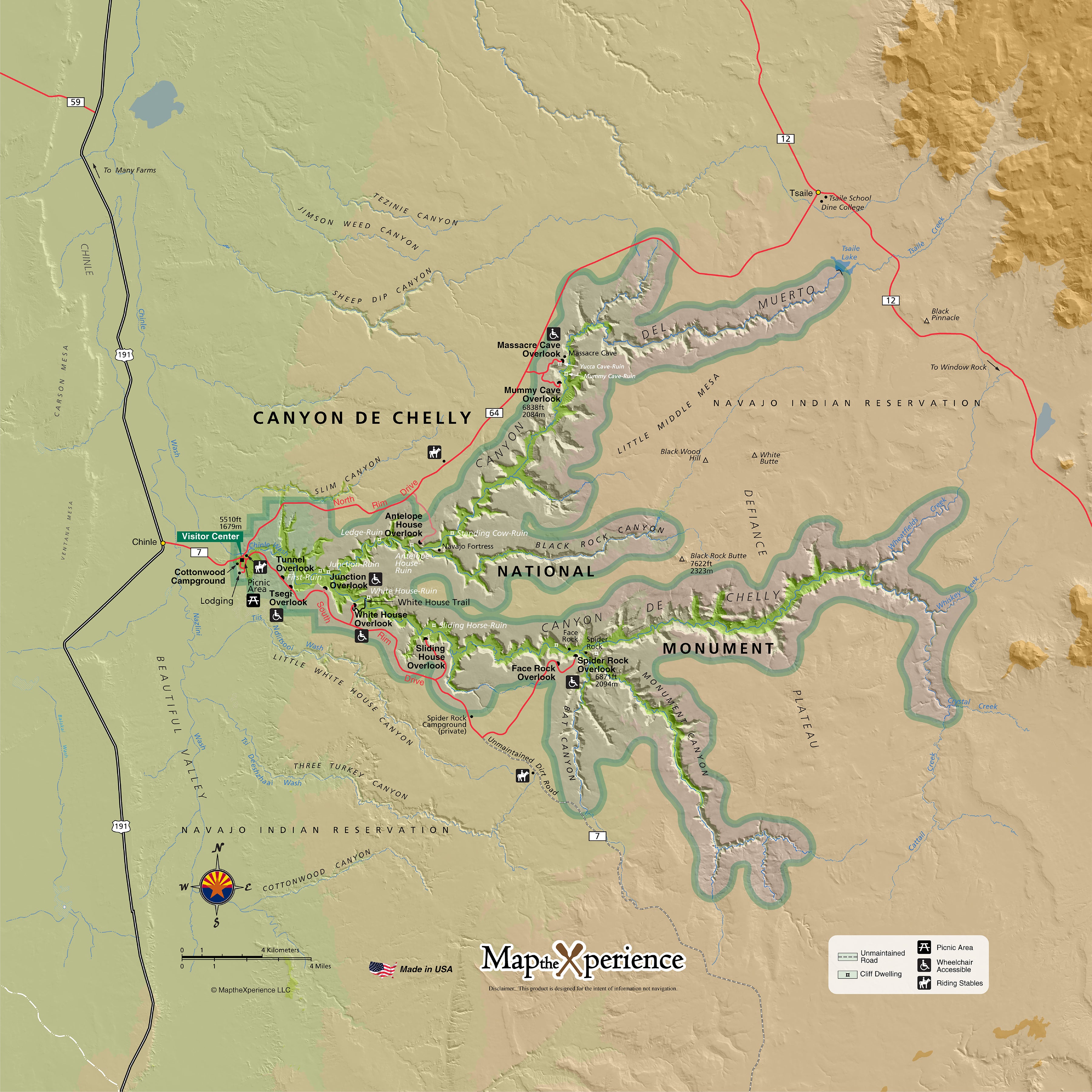 Canyon De Chelly National Monument Map X Guard Neck Gaiter