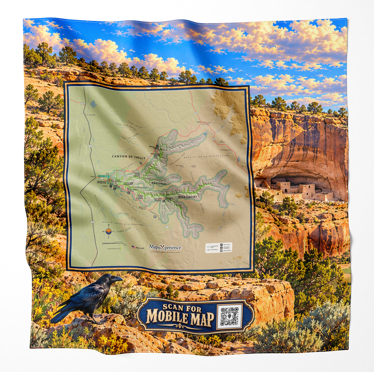 Canyon De Chelly National Monument – Microfiber Map Cloth Bandana