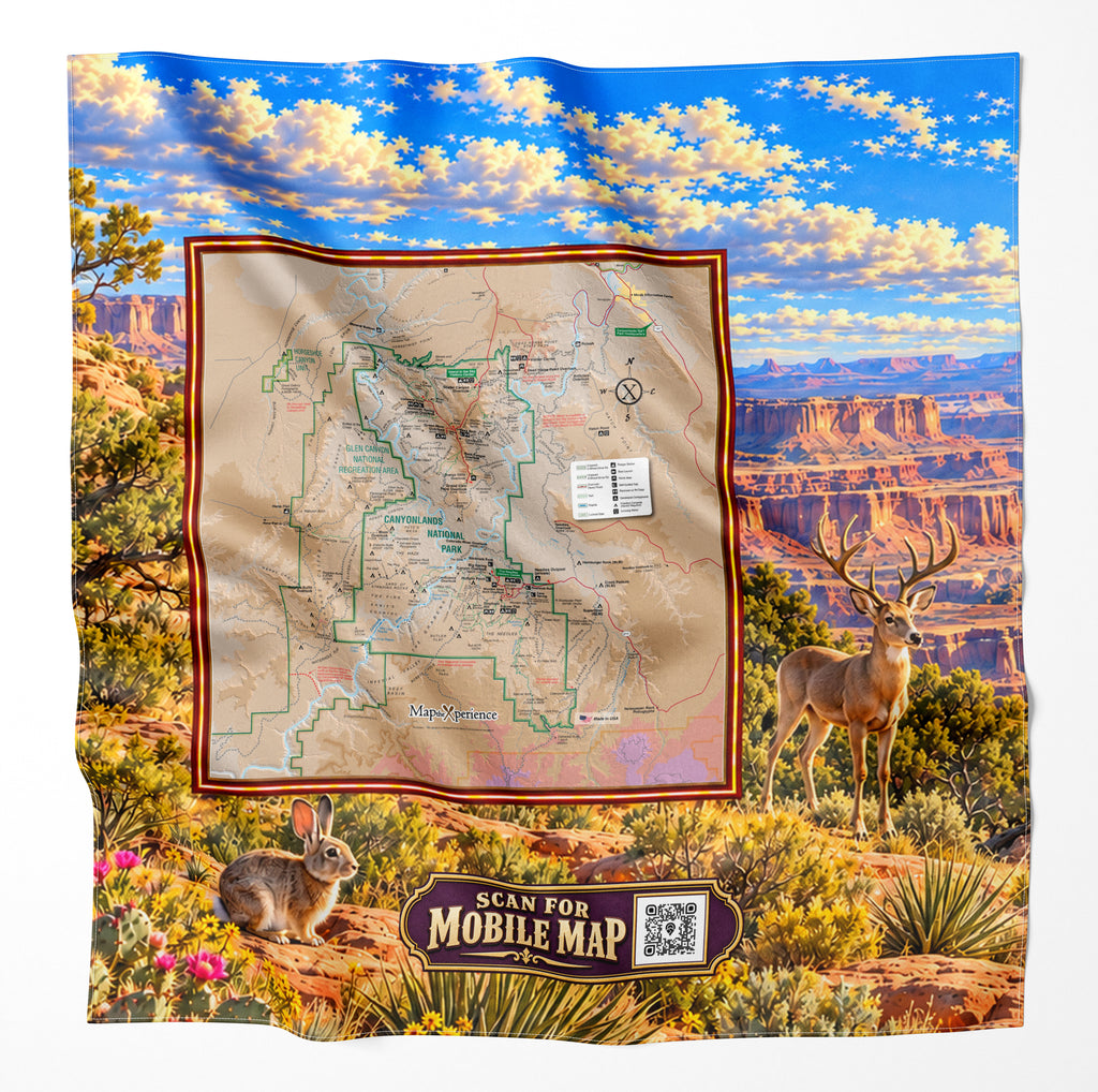 Canyonlands National Park – Microfiber Map Cloth Bandana