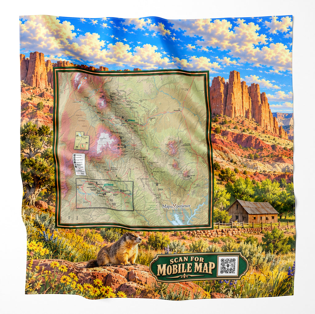 Capitol Reef National Park – Microfiber Map Cloth Bandana