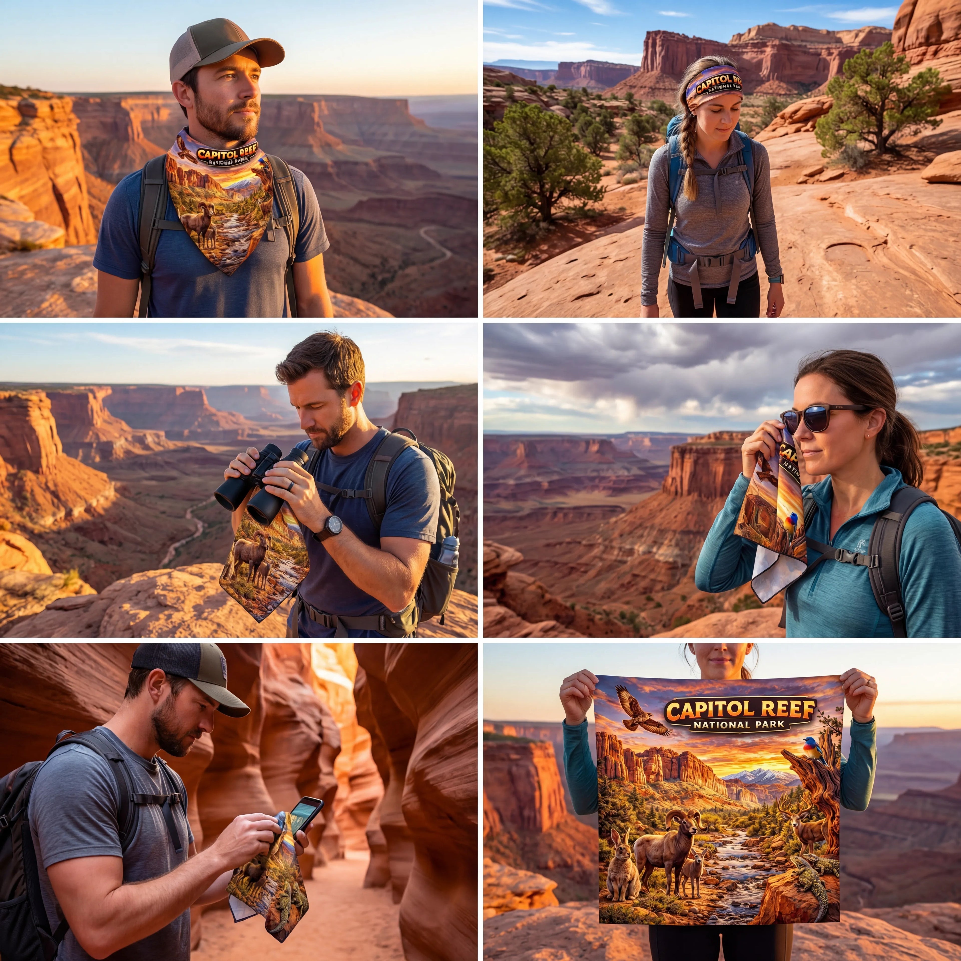 Capitol Reef National Park Handy Map Microfiber Cloth Bandana