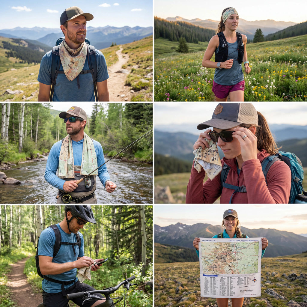 Colorado 14er's Handy Map Microfiber Cloth Bandana