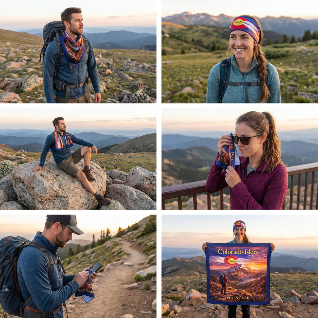 Colorado 14er's Handy Map Microfiber Cloth Bandana