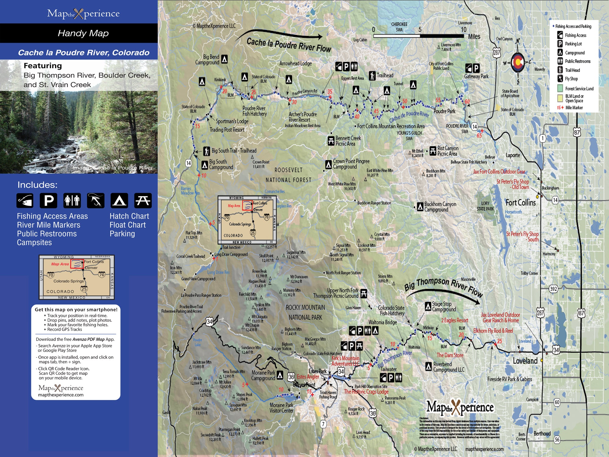 Cache la Poudre River, Colorado Pocket Fishing Map