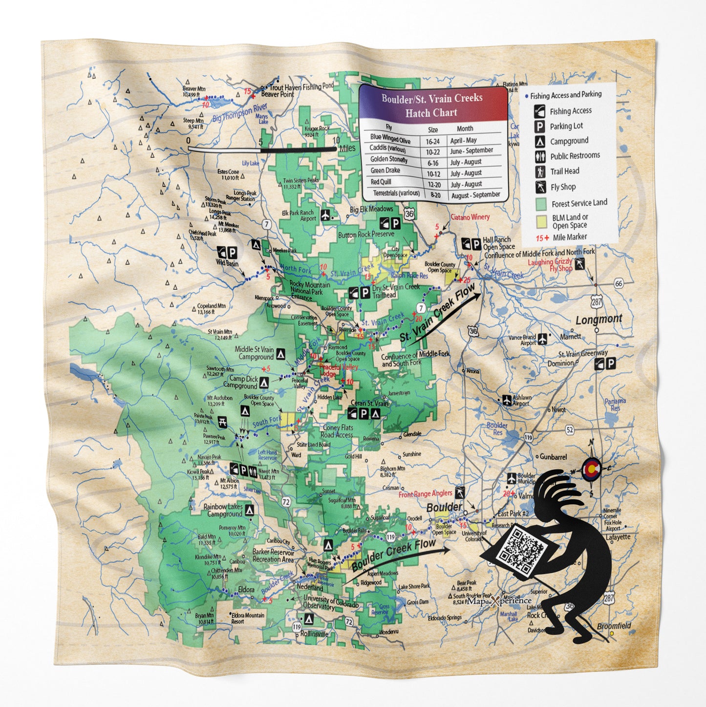 Boulder Creek, Colorado Microfiber Map Bandana