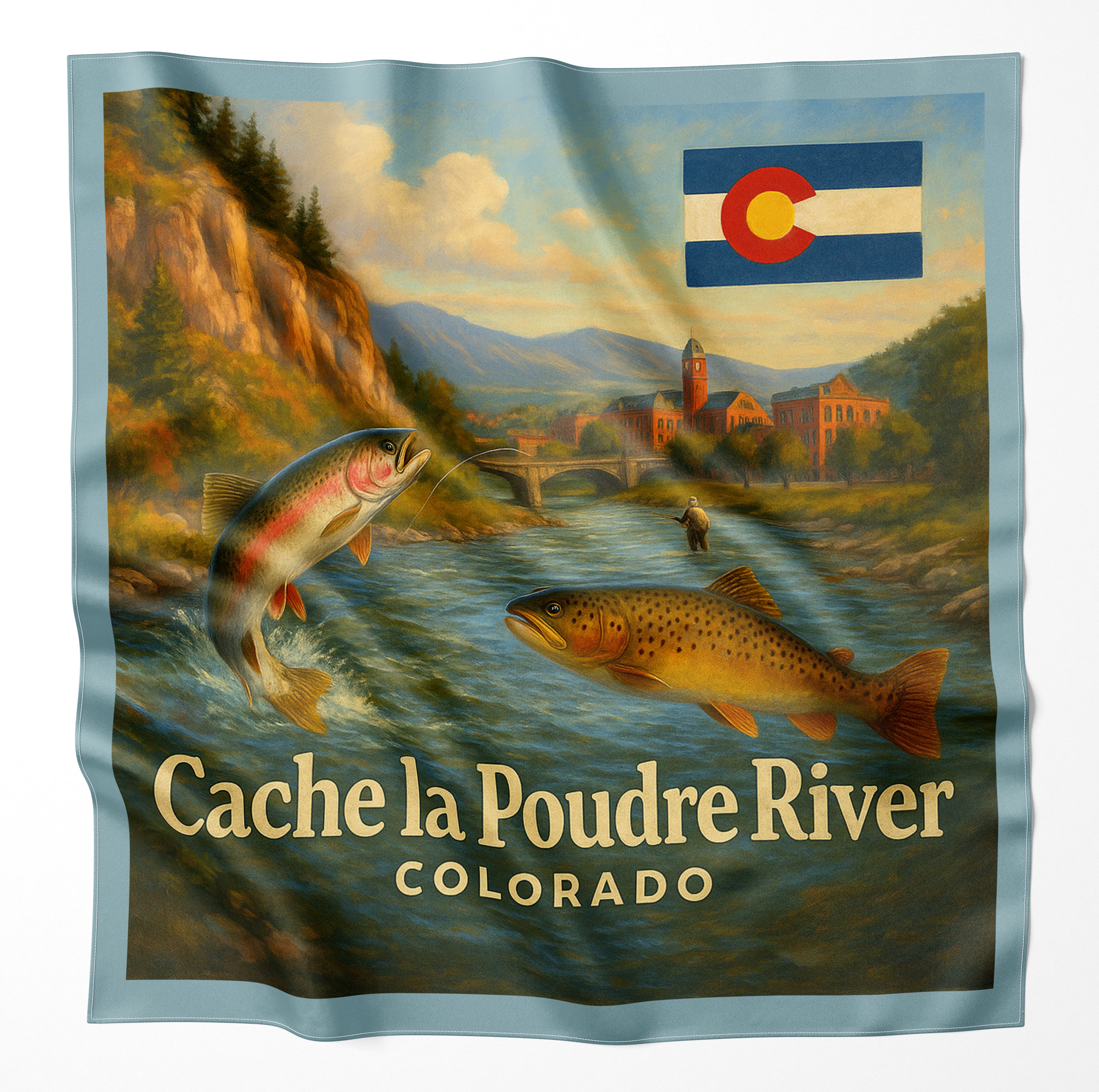 Cache la Poudre River Colorado Microfiber Map Bandana