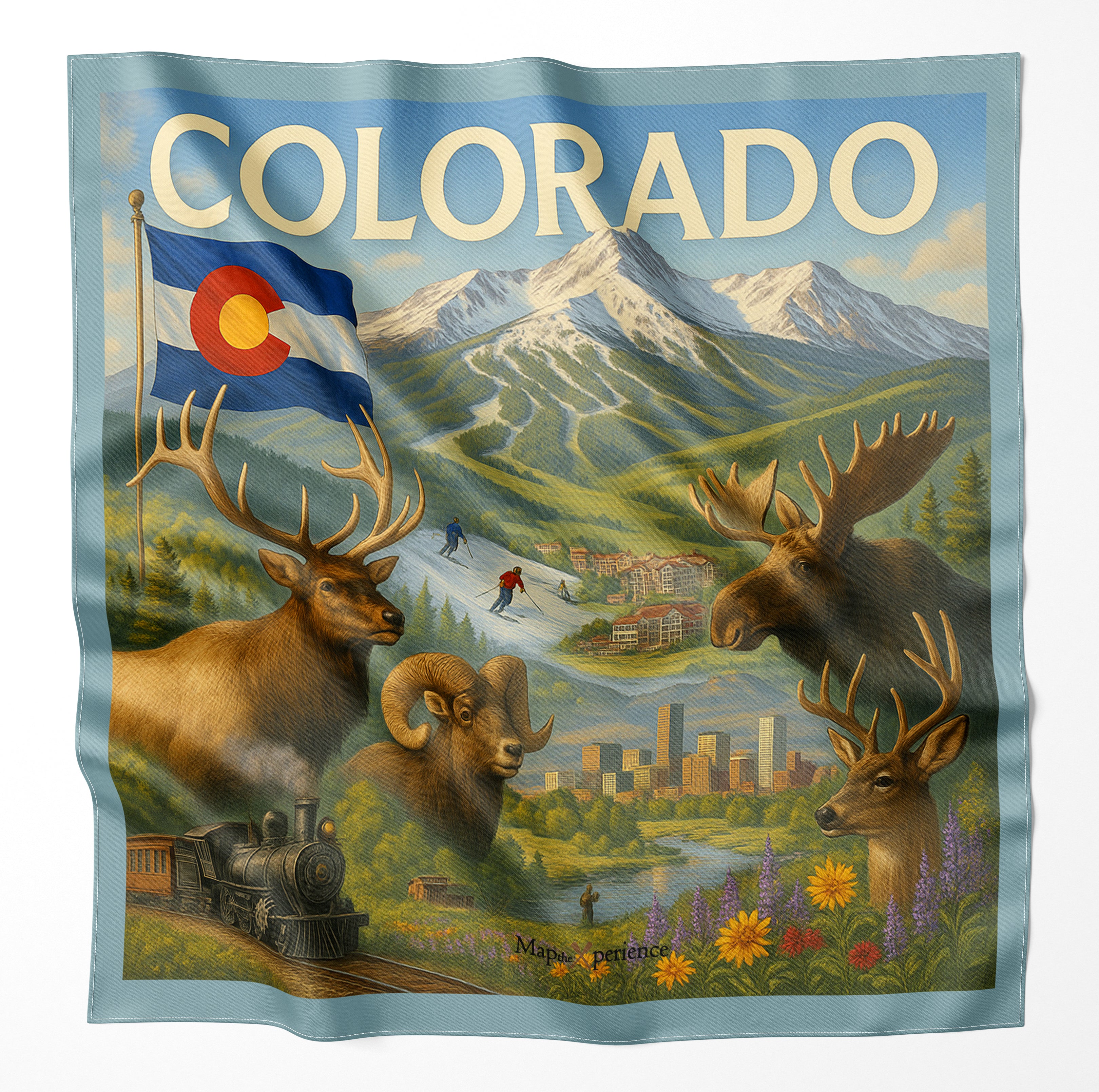 Cache la Poudre River Colorado Microfiber Map Bandana