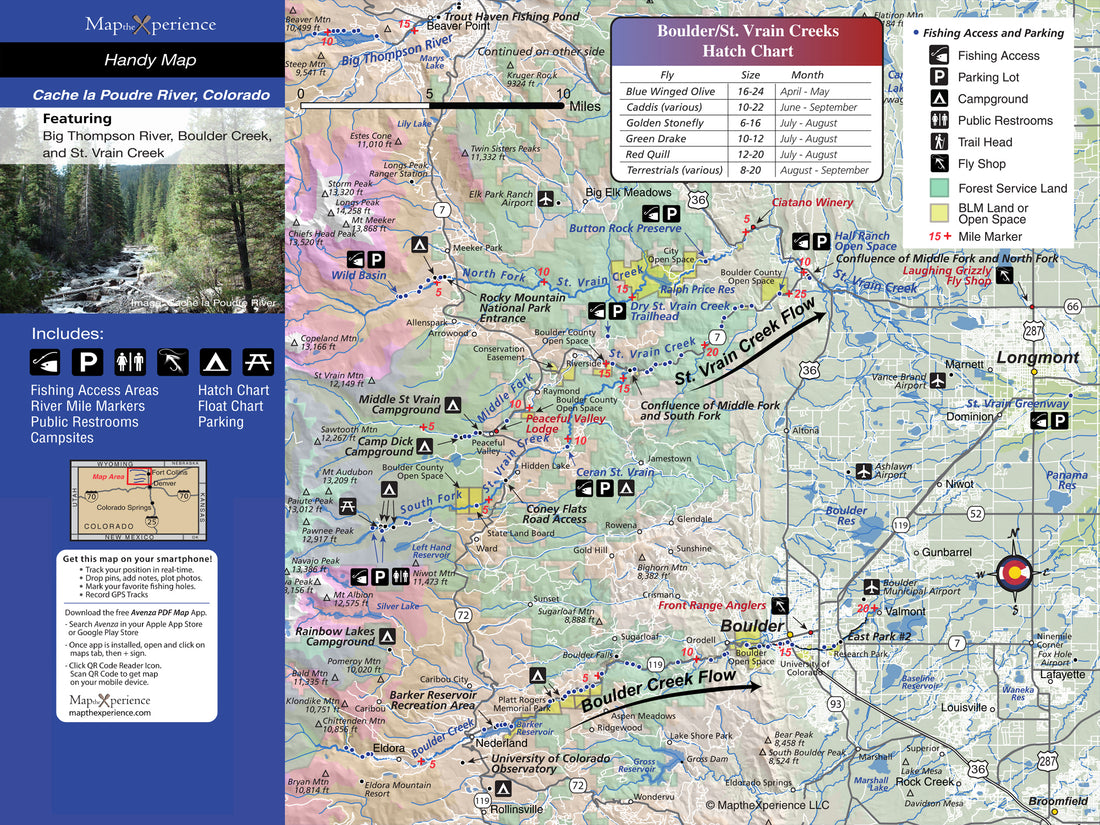 Cache la Poudre River, Colorado Pocket Fishing Map