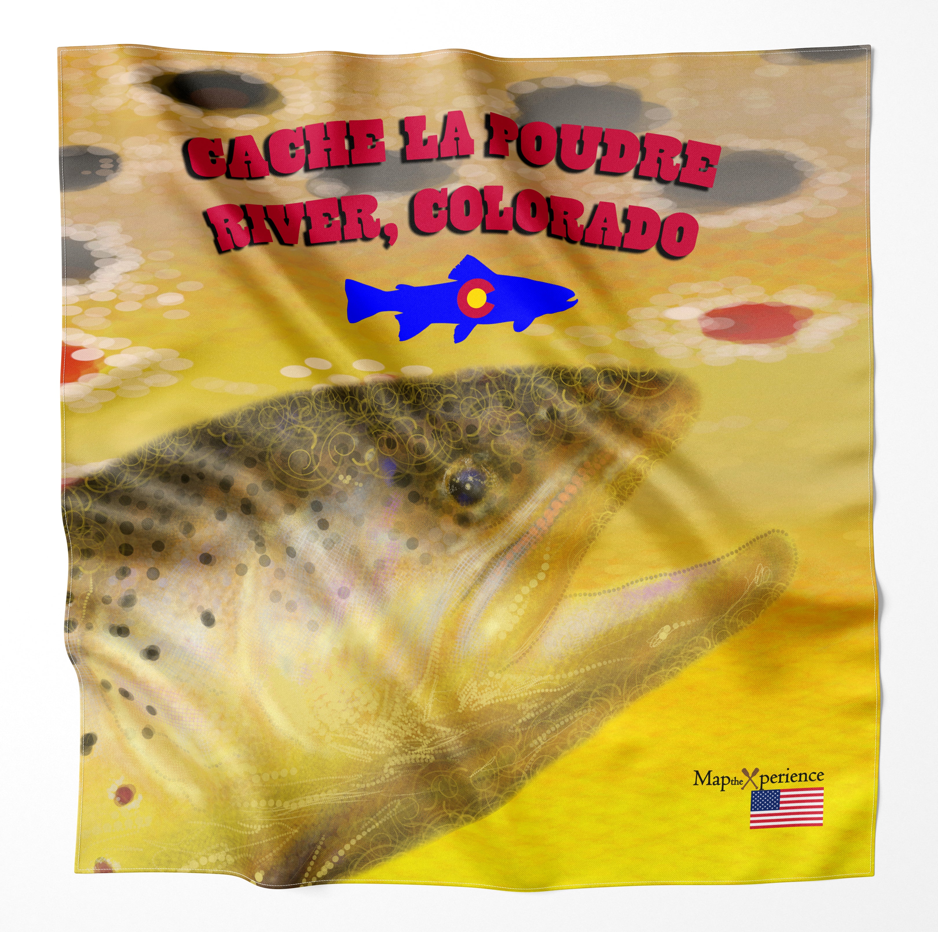 Cache la Poudre River Colorado Microfiber Map Bandana