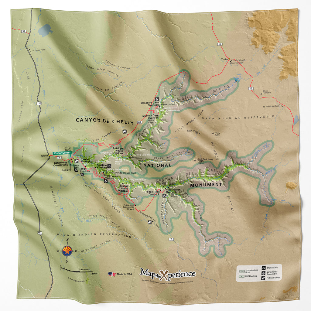 Canyon De Chelly National Monument – Microfiber Map Cloth Bandana