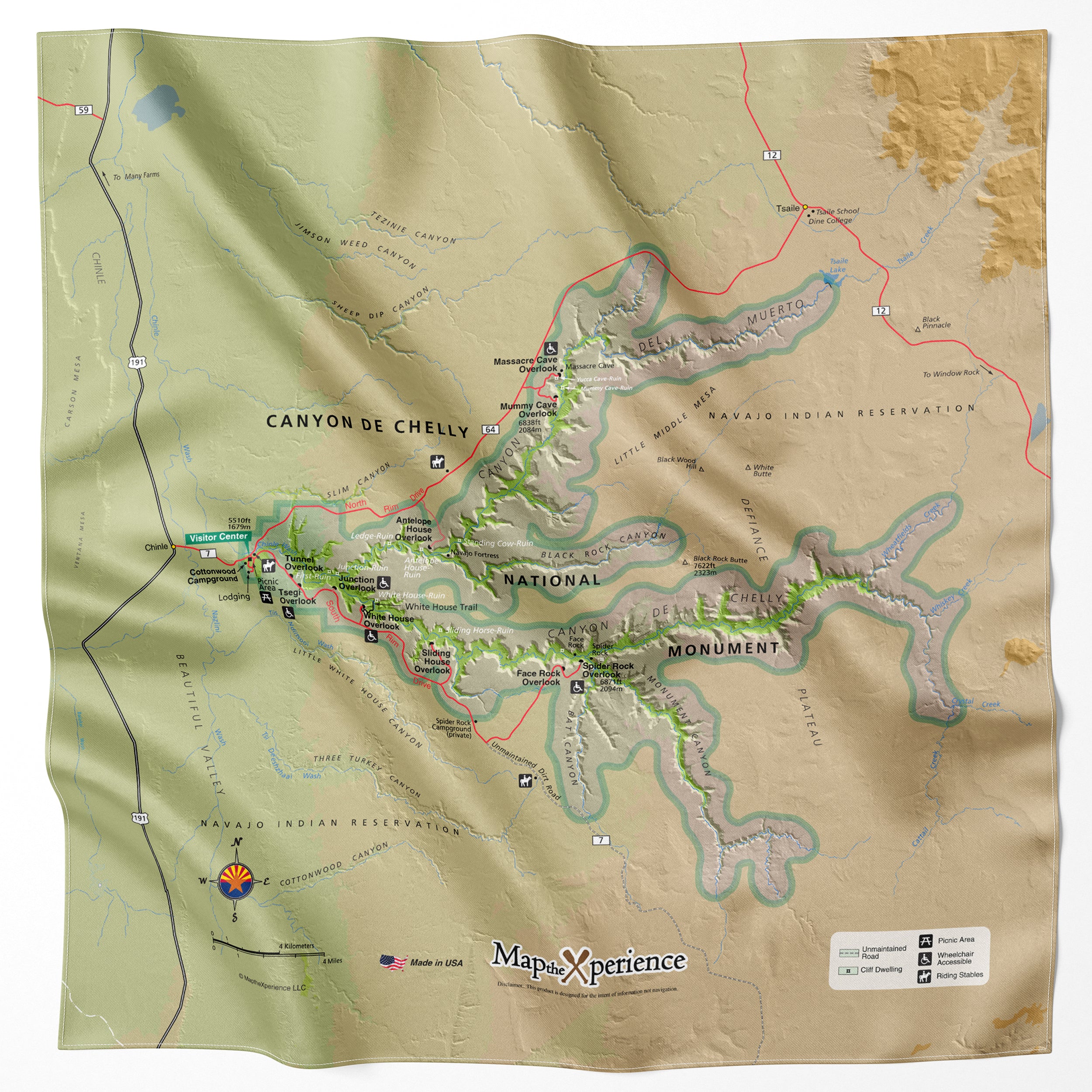 Canyon De Chelly National Monument – Microfiber Map Cloth Bandana