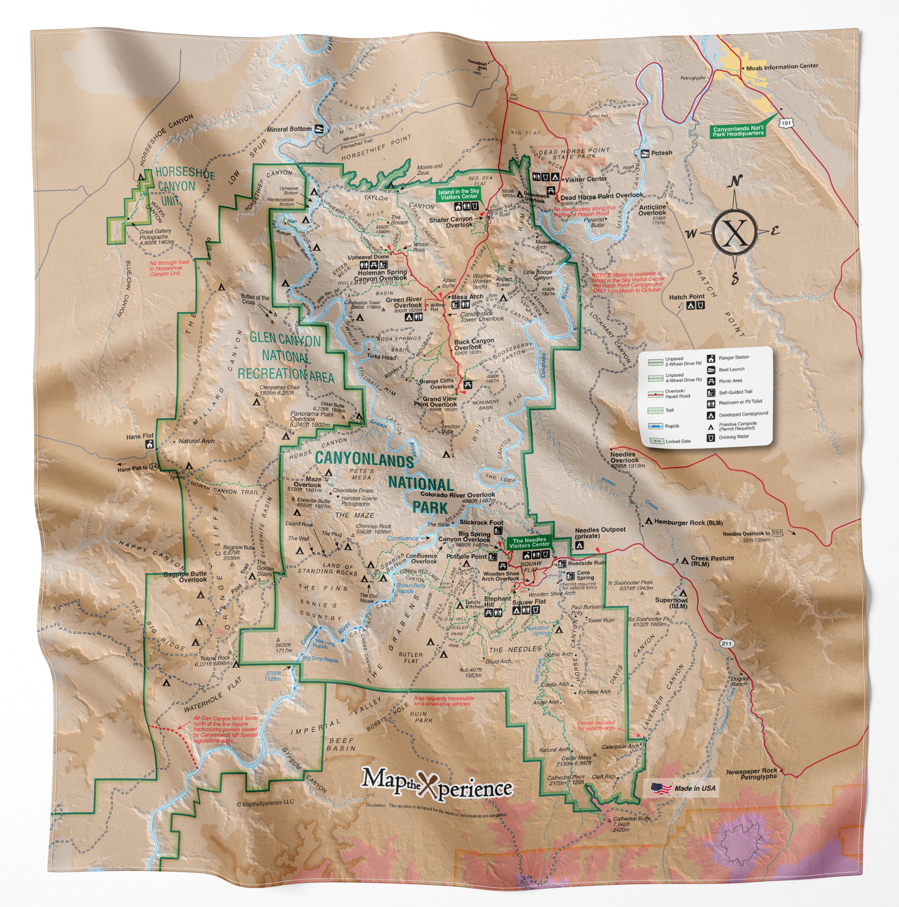 National Park Microfiber Cloth Map Bandana
