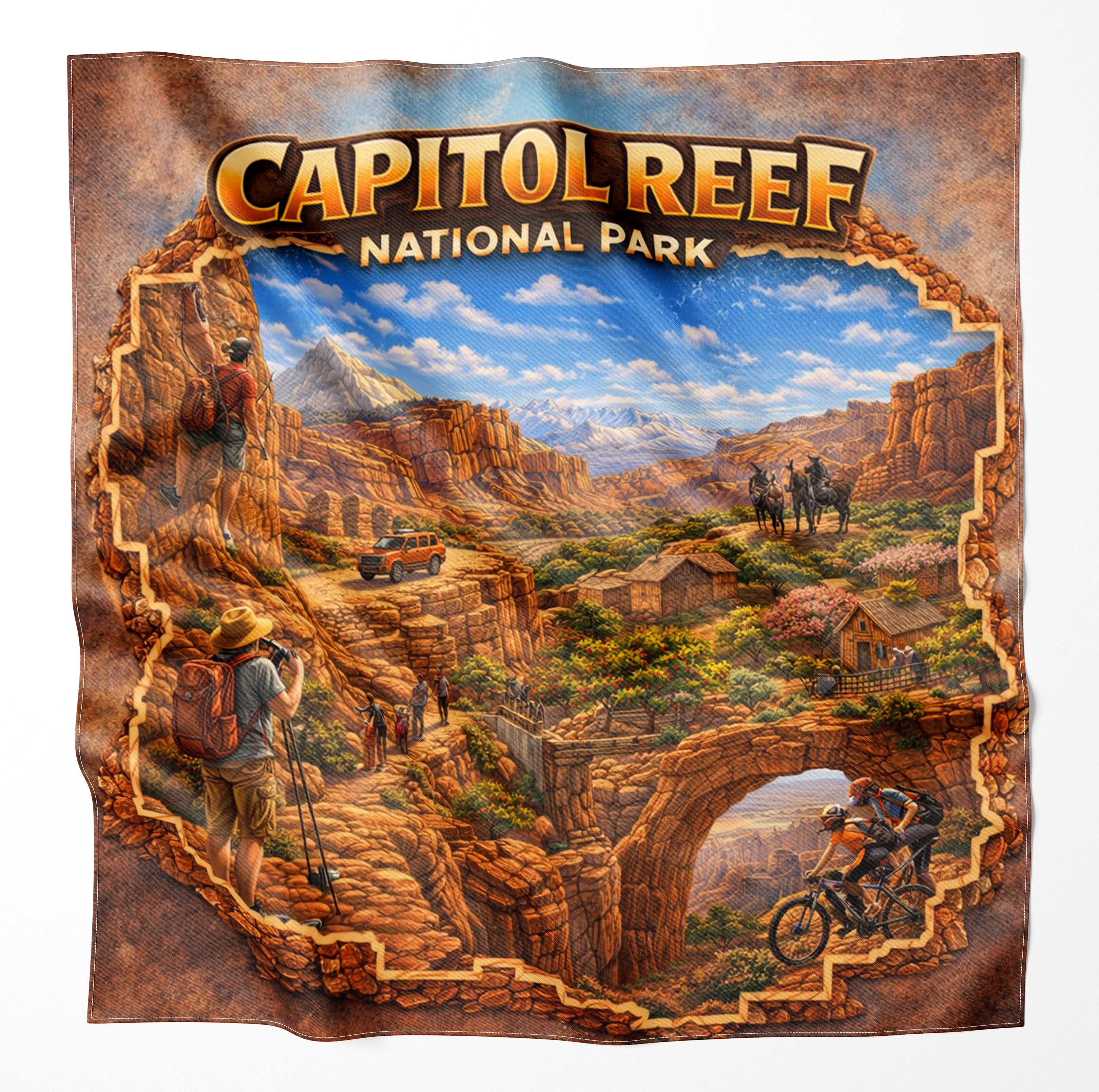 Capitol Reef National Park – Microfiber Map Cloth Bandana