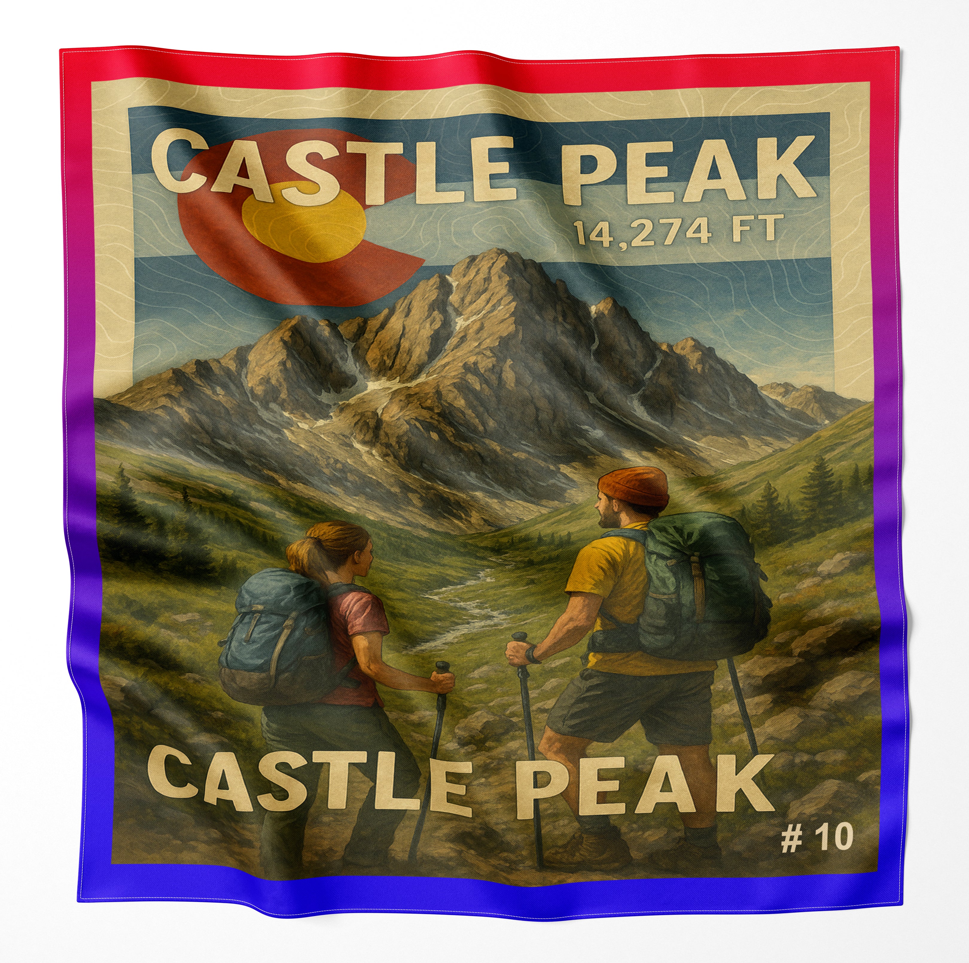 Castle Peak Colorado 14er Microfiber Cloth Bandana