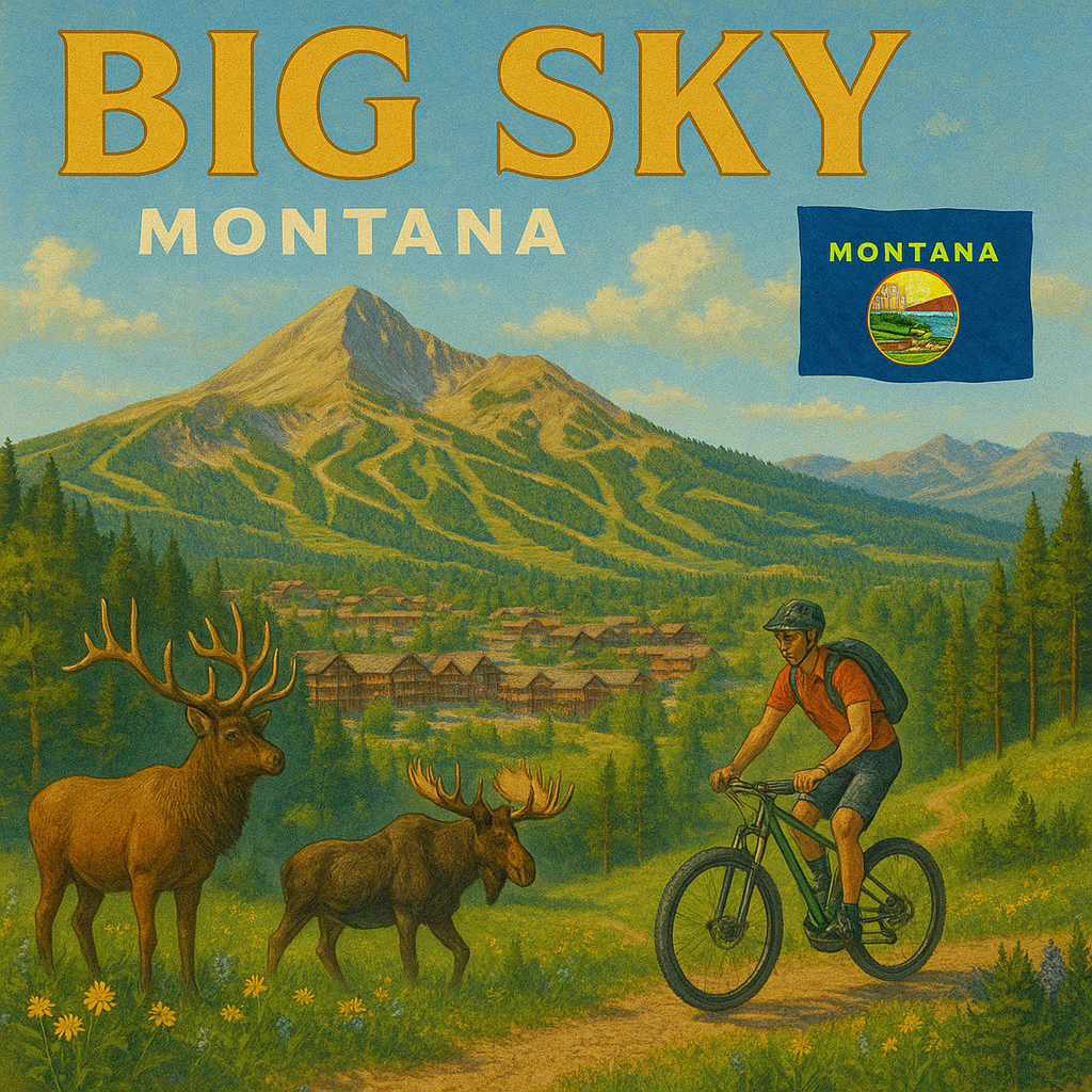 Big Sky, Montana Summer Trails Microfiber Map Bandana