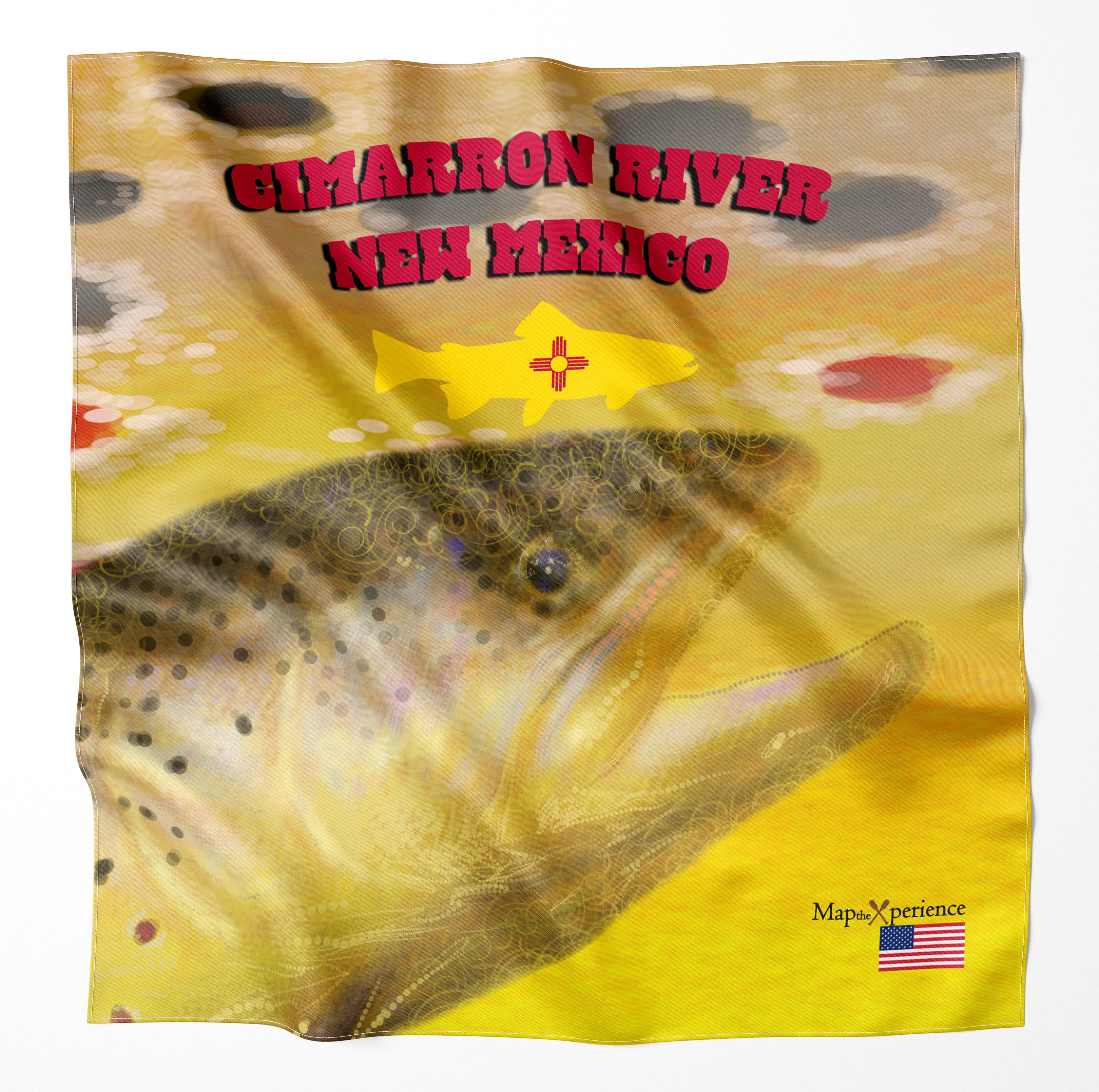 Cimarron River New Mexico Microfiber Map Bandana