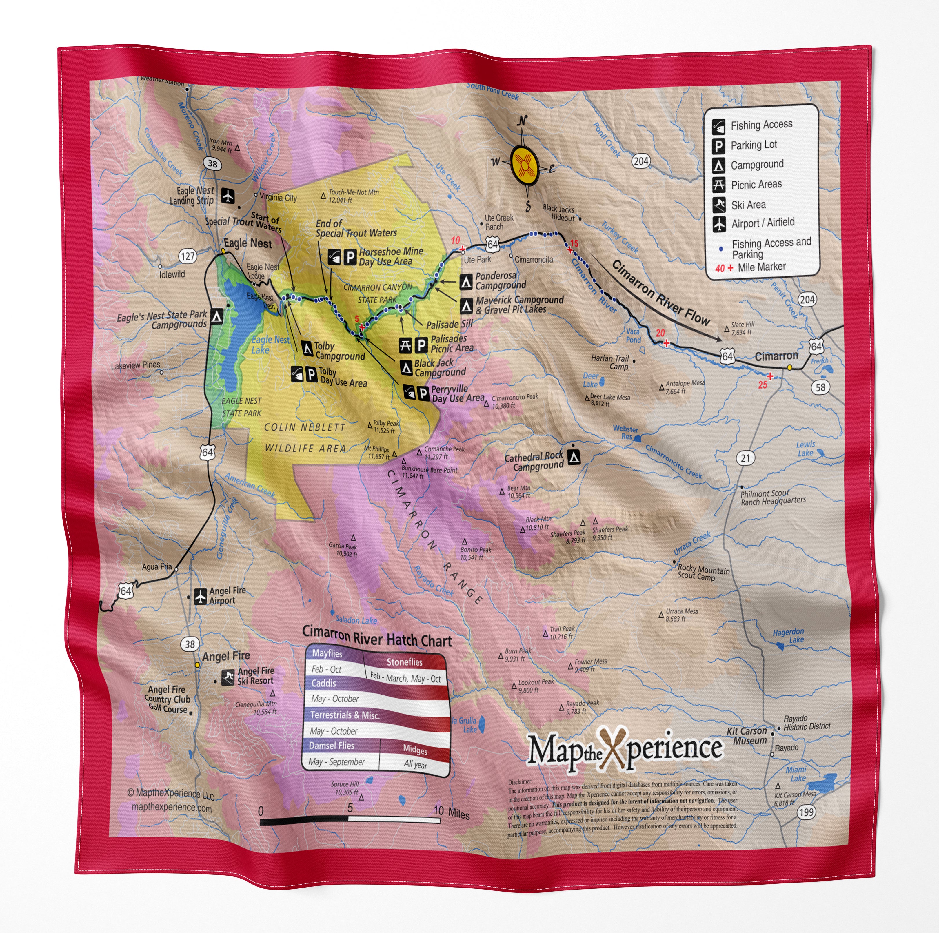 Cimarron River New Mexico Microfiber Map Bandana