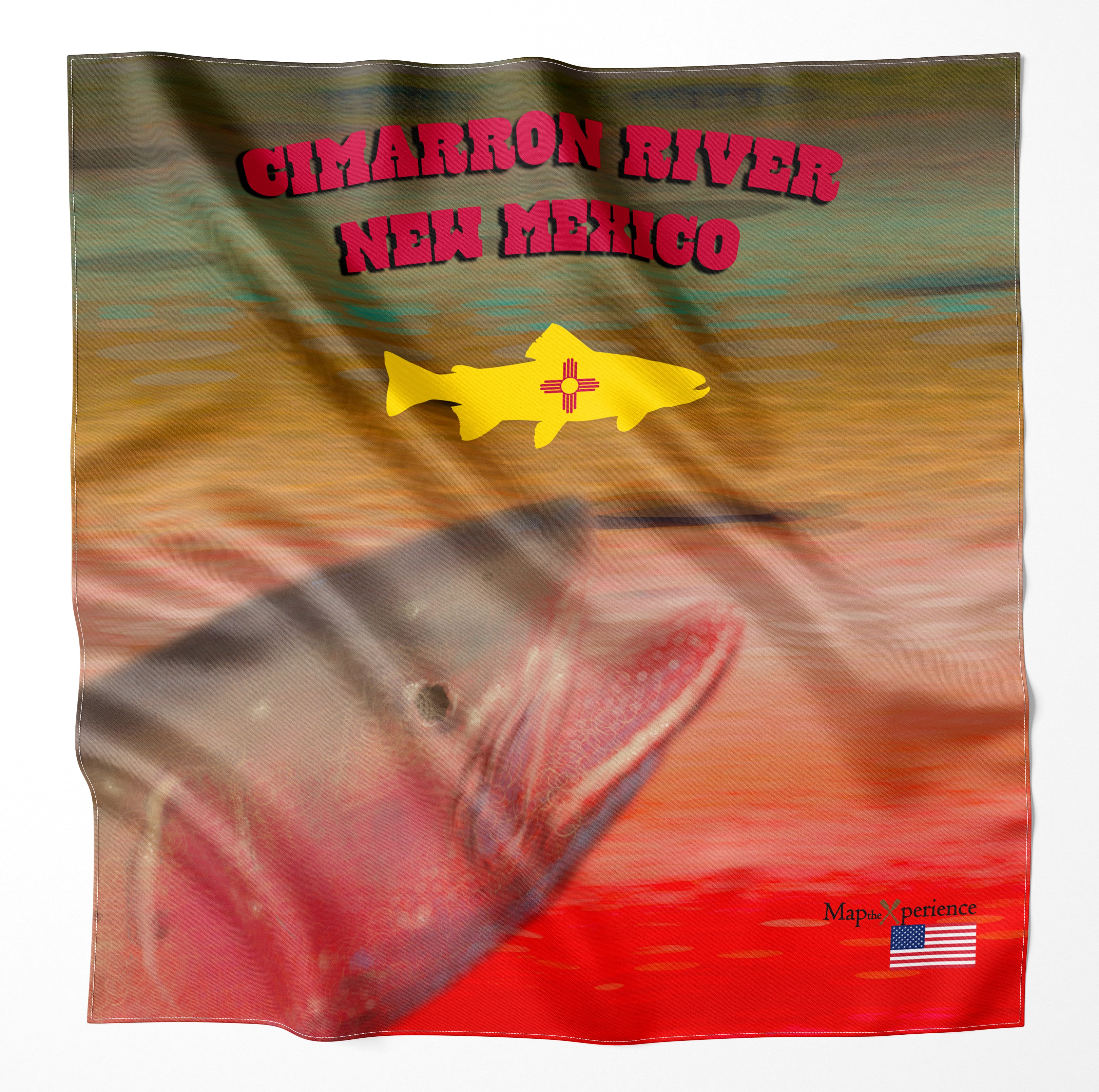 Cimarron River New Mexico Microfiber Map Bandana