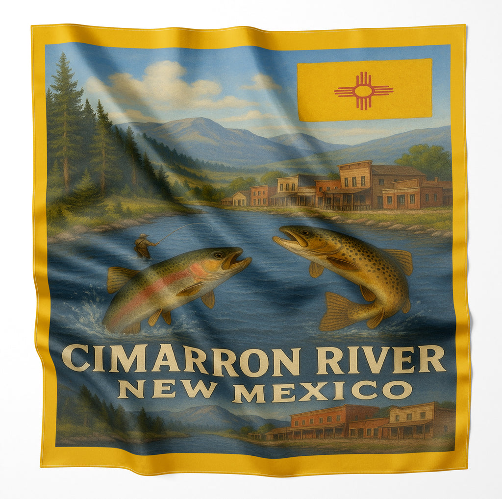 Cimarron River New Mexico Microfiber Map Bandana