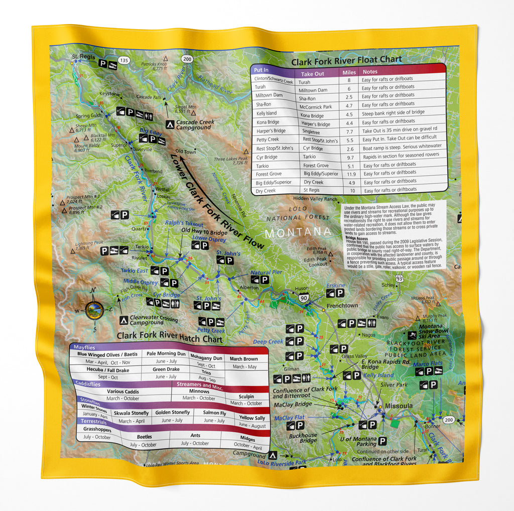 Clark Fork River Montana Microfiber Map Bandana