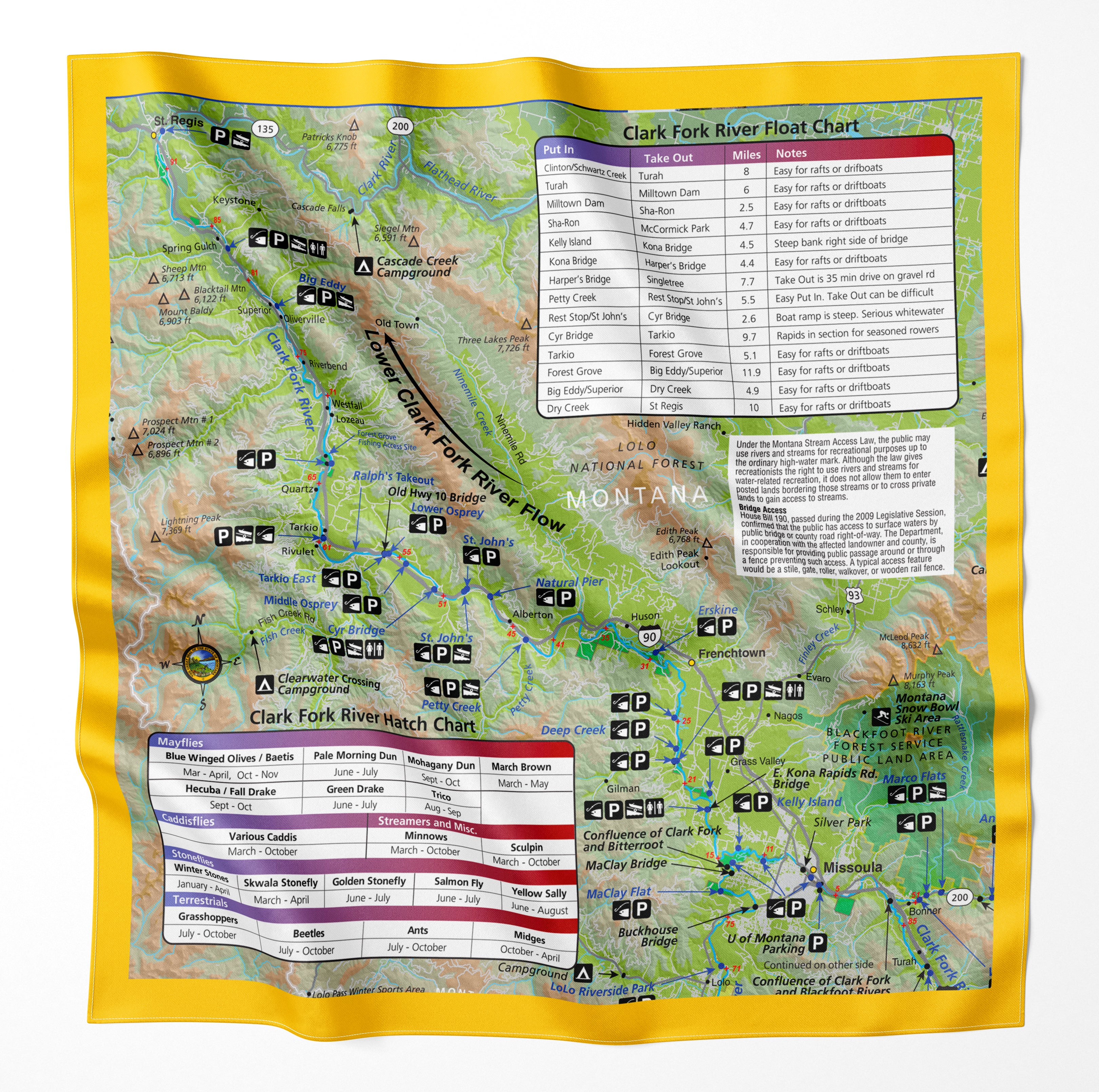 Clark Fork River Montana Microfiber Map Bandana