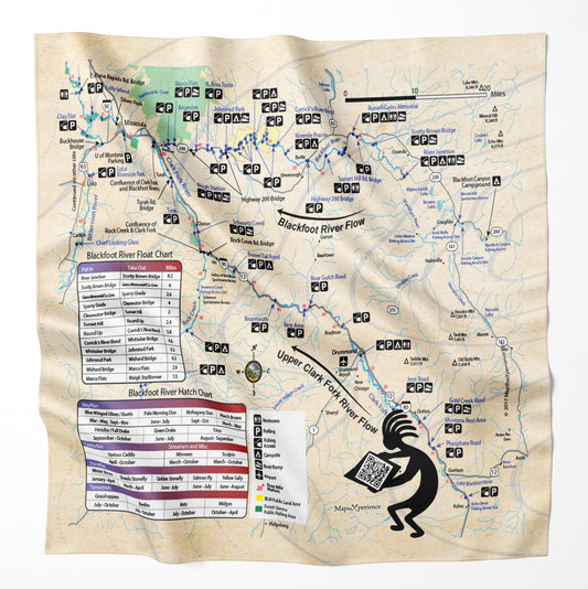 Clark Fork River, Montana Microfiber Map Bandana