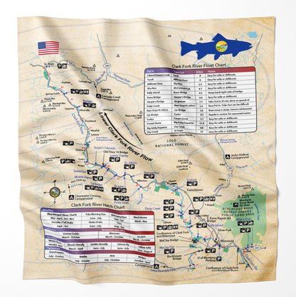 Clark Fork River, Montana Microfiber Map Bandana