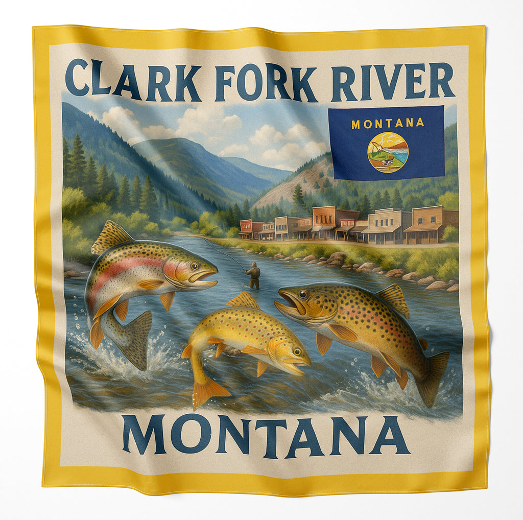 Clark Fork River Montana Microfiber Map Bandana