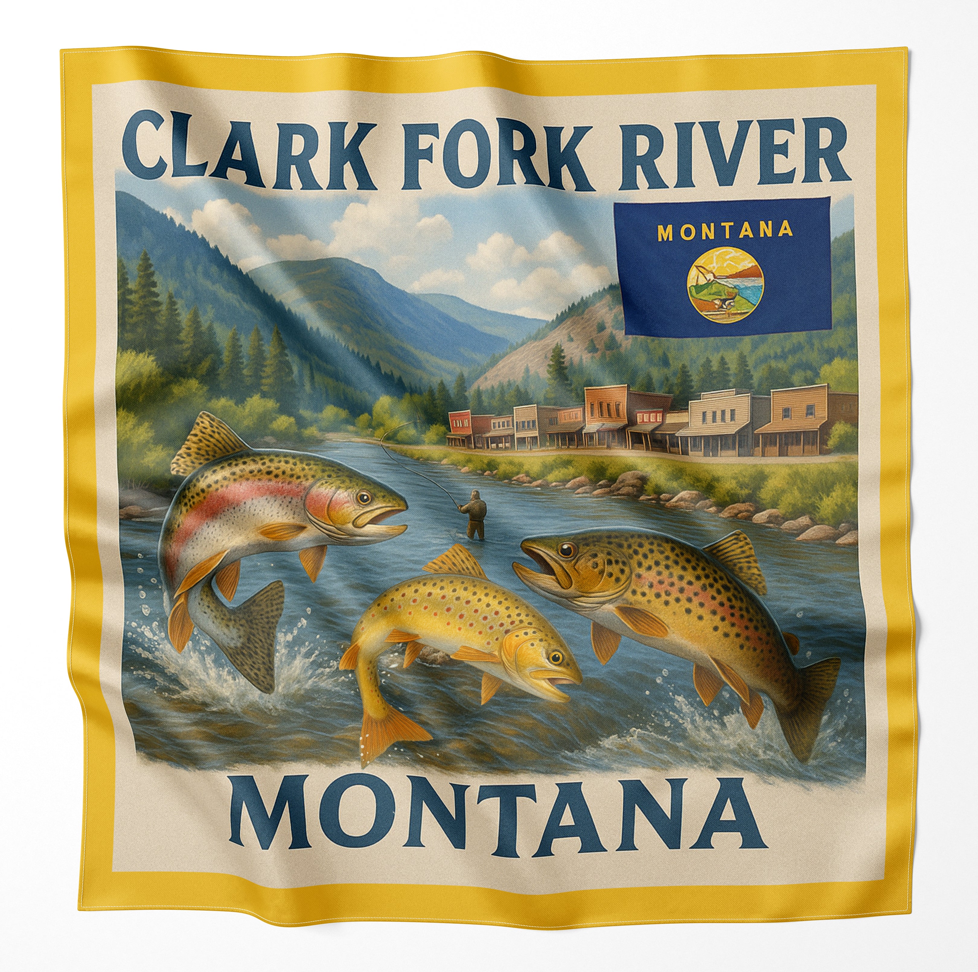 Clark Fork River Montana Microfiber Map Bandana
