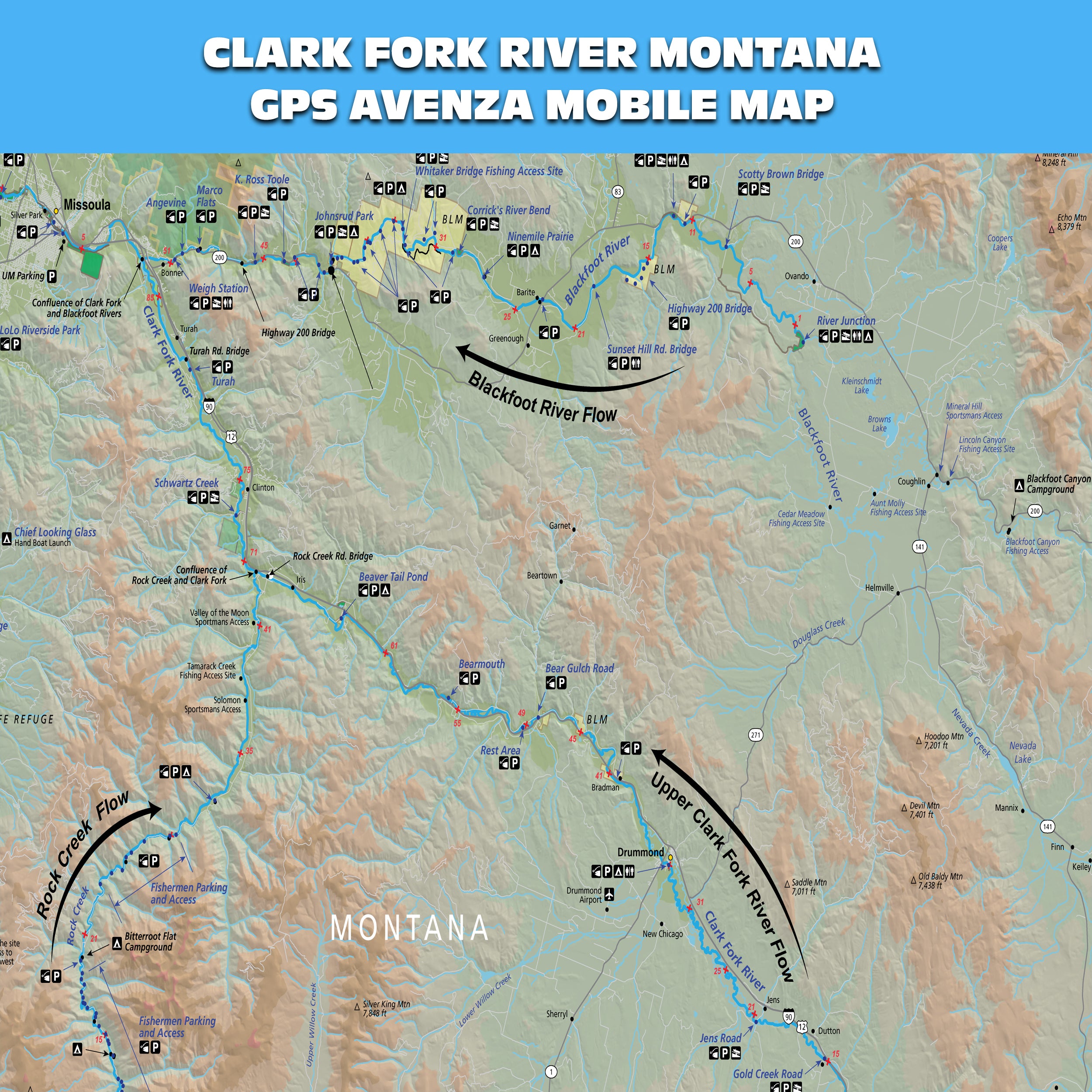 Clark Fork River Montana Mobile GPS Fishing Map