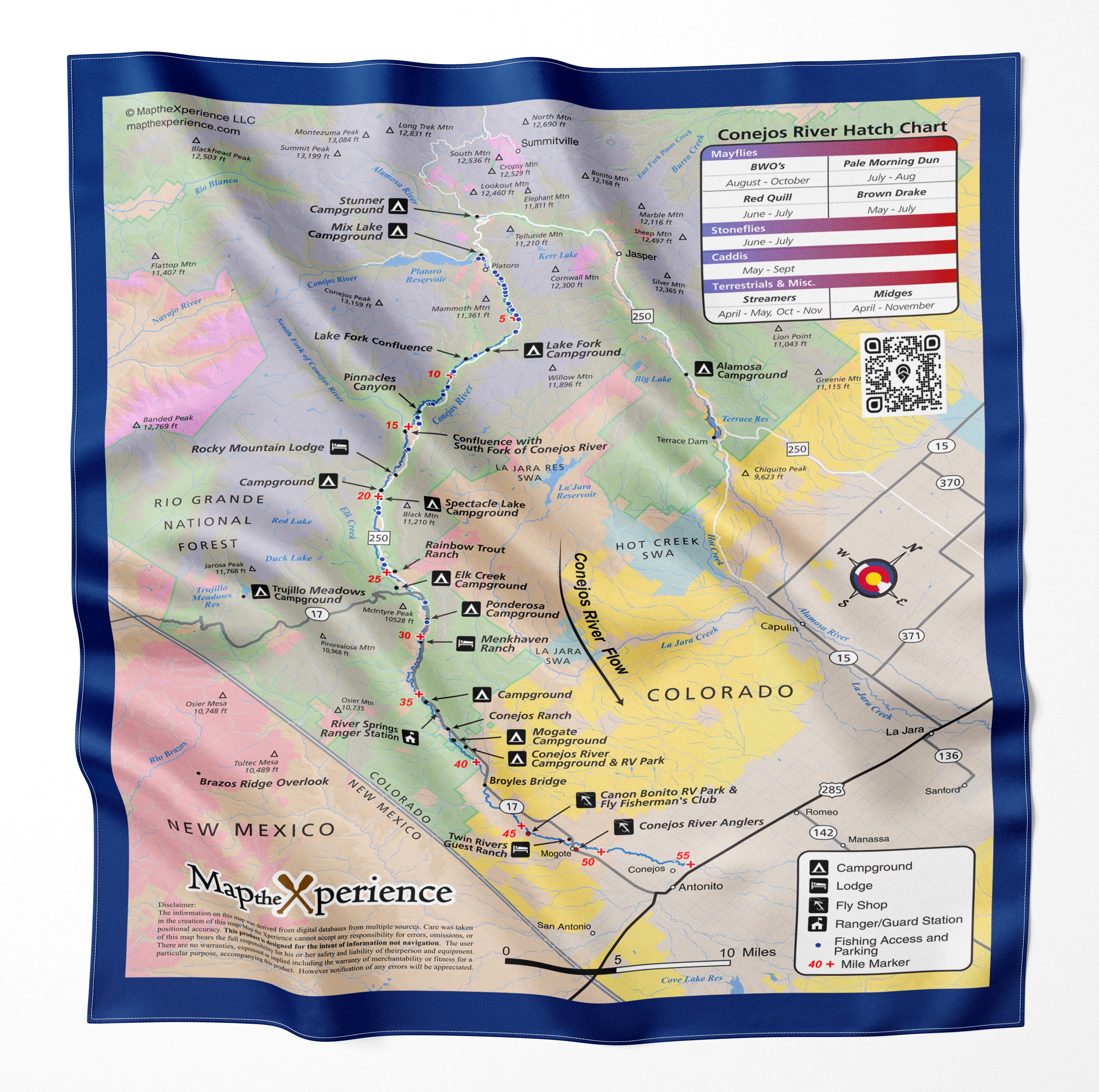 Conejos River Colorado Microfiber Map Bandana