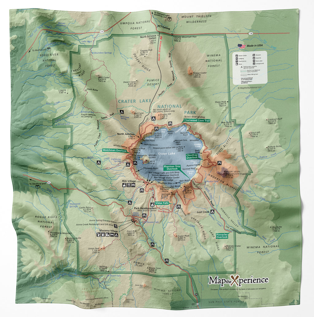 National Park Microfiber Cloth Map Bandana