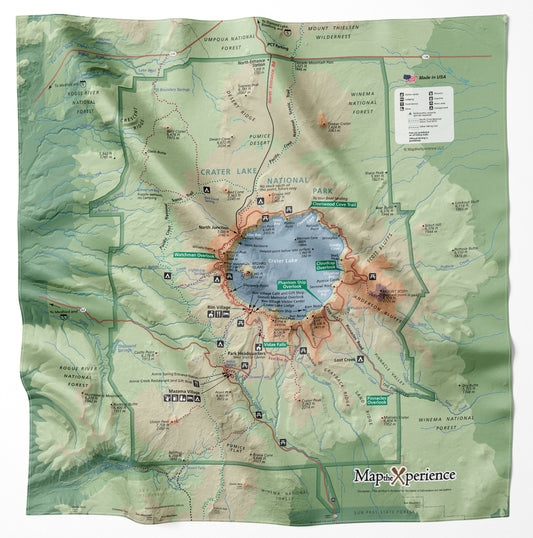 Crater Lake National Park Handy Map Microfiber Bandana