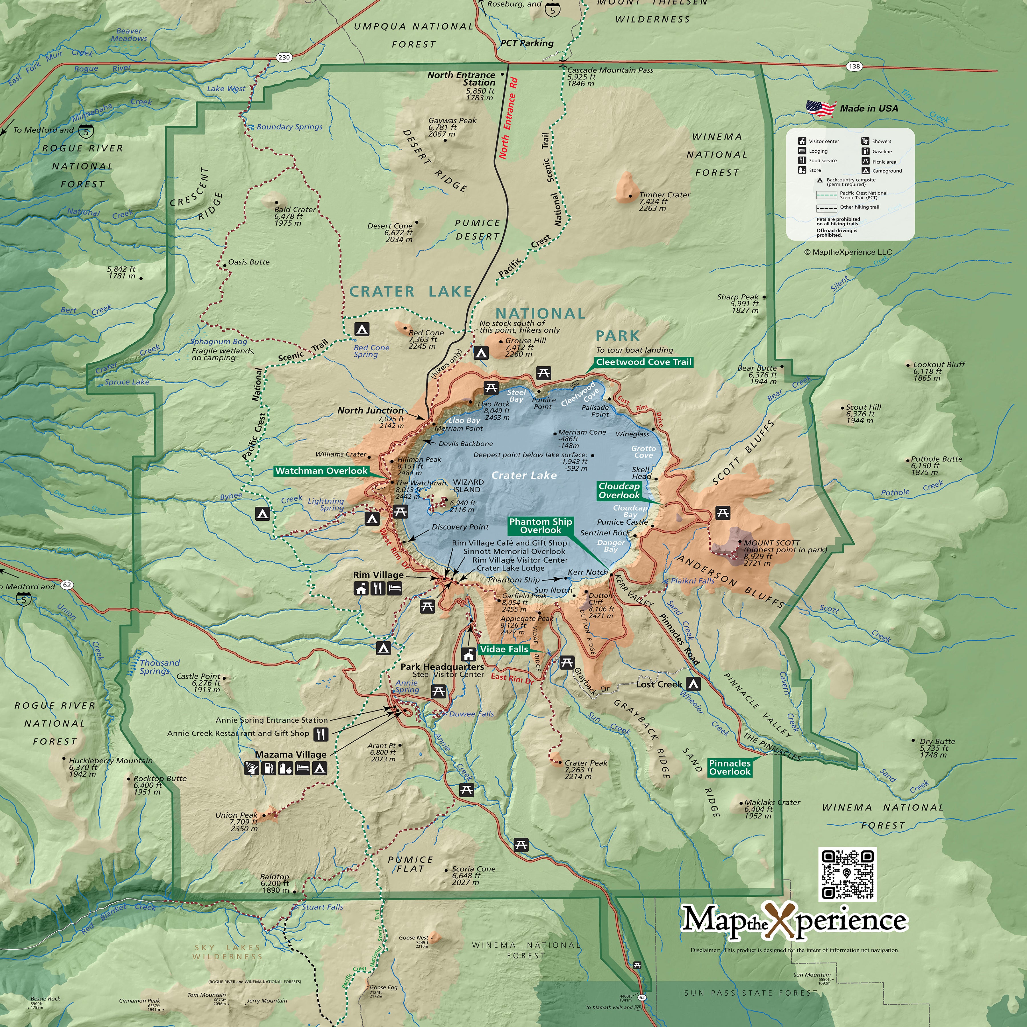 Crater Lake National Park Map X Guard Neck Gaiter