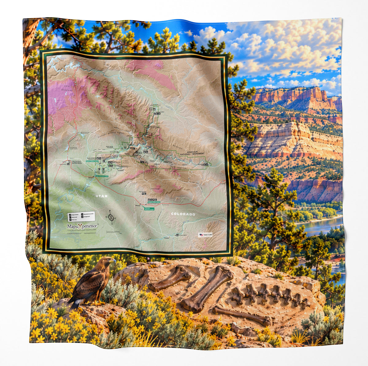 Dinosaur National Monument – Microfiber Map Cloth Bandana