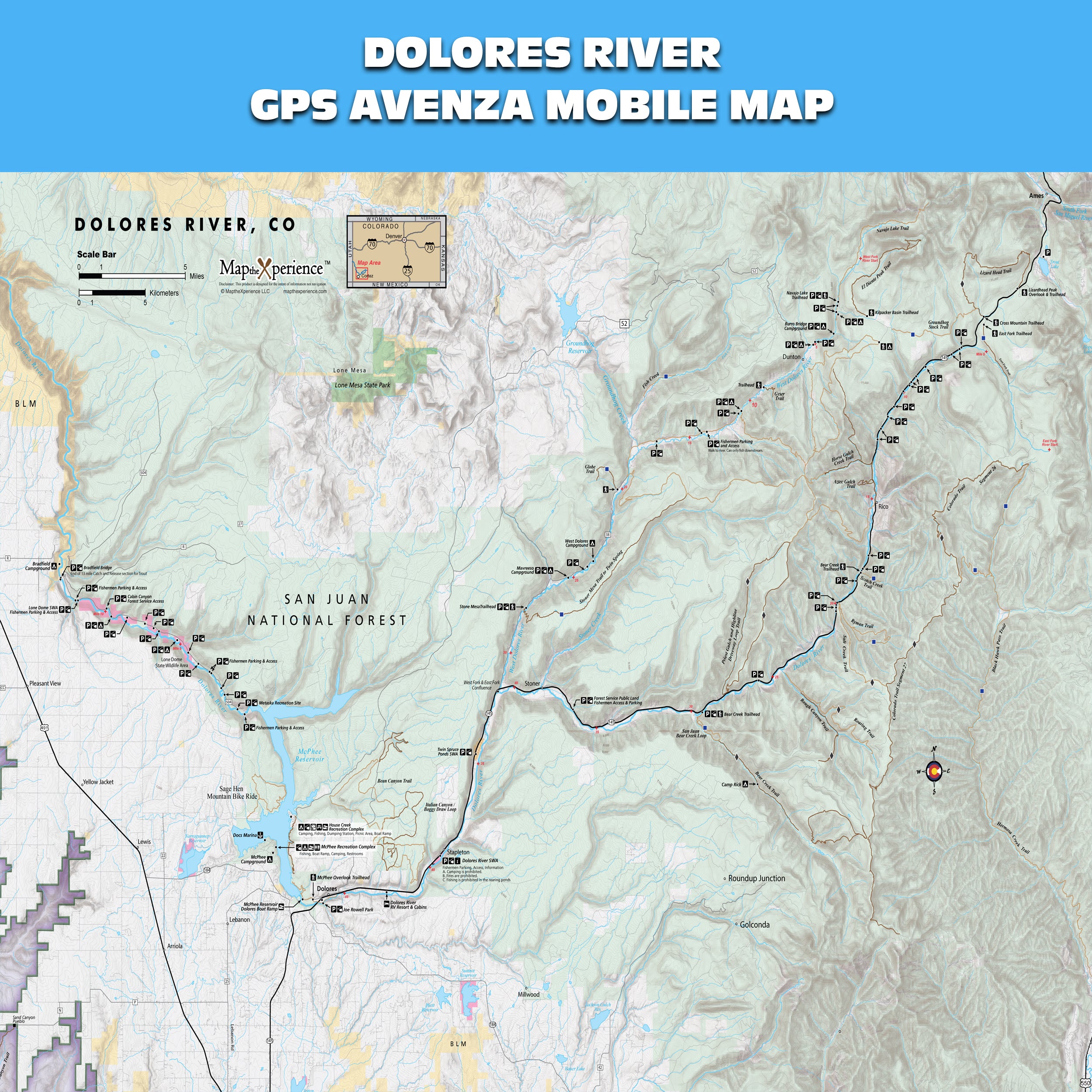 Dolores River Colorado Mobile GPS Fishing Map